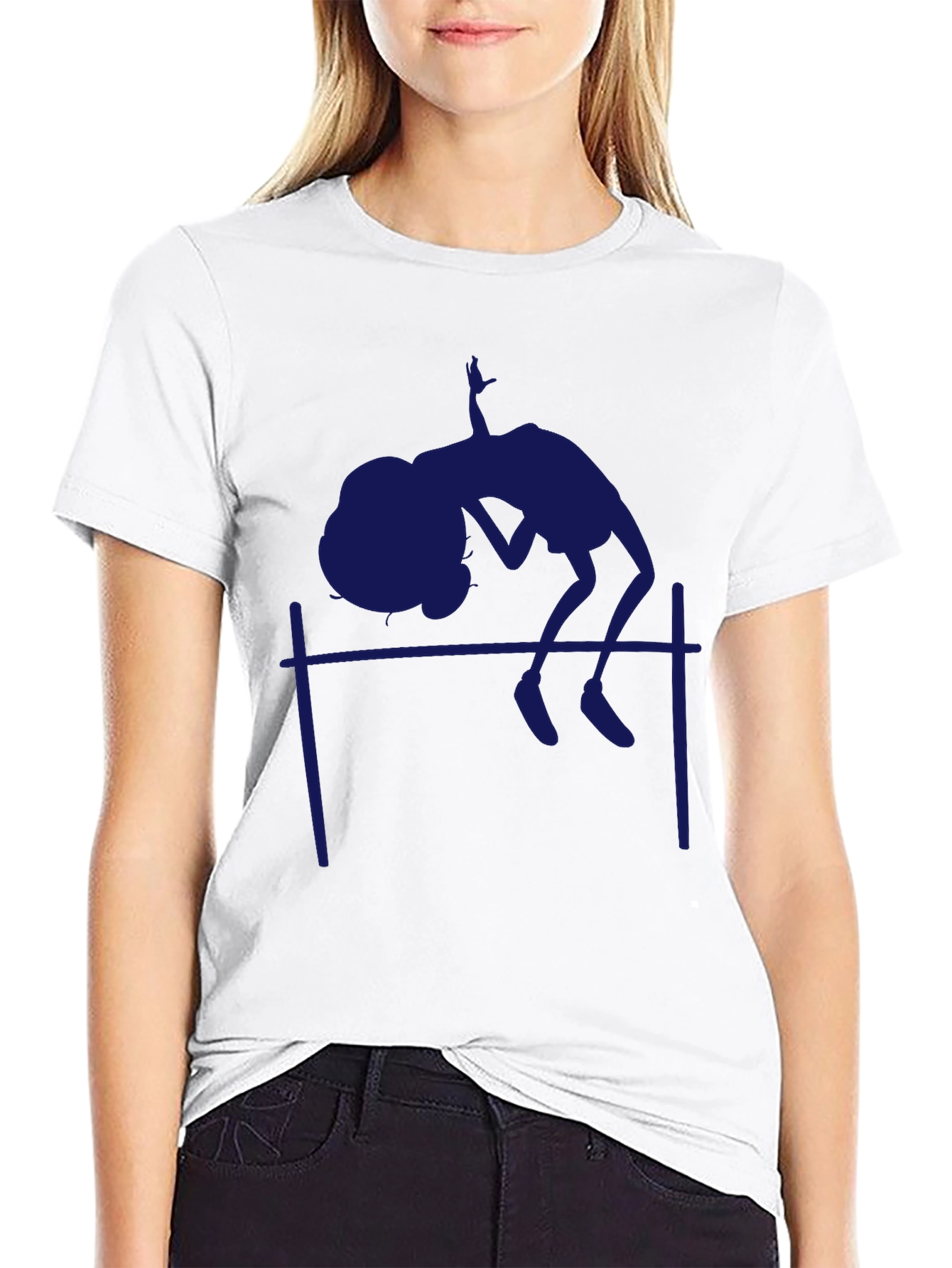 Black High Jump Graphic Tee - Athlete Silhouette T-Shirt view 9