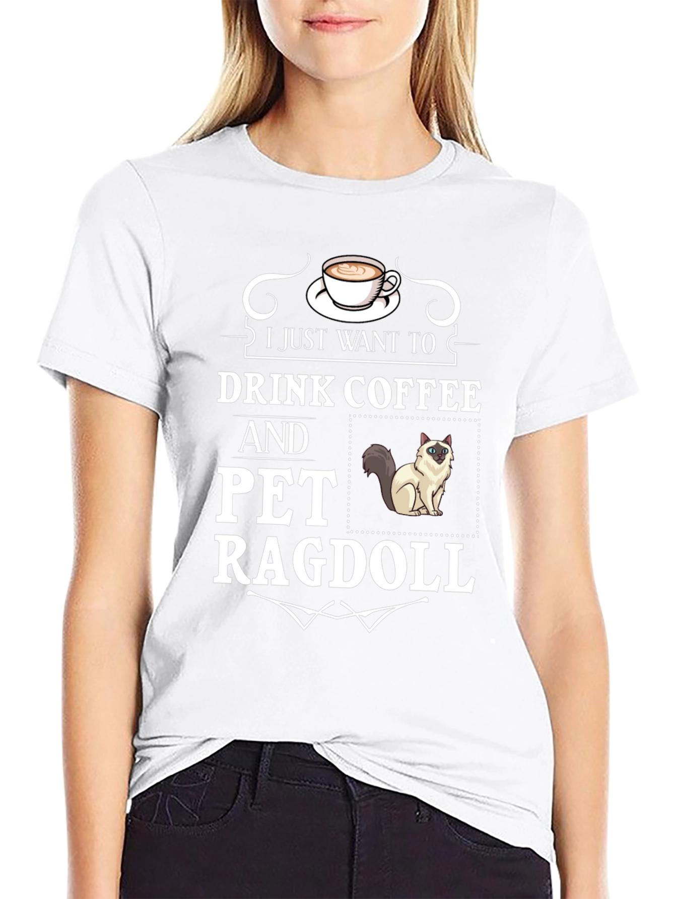 Black Drink Coffee & Pet Ragdoll T-Shirt - Cute Cat Lover Tee view 9