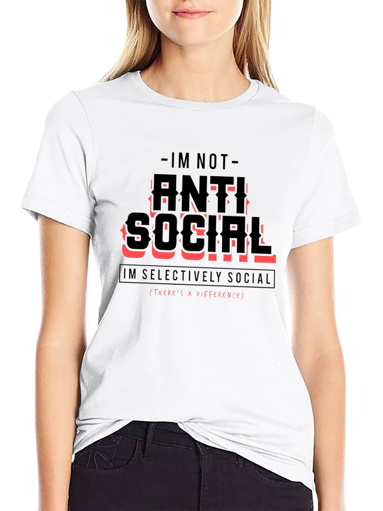 Black Anti Social Selectively Social Funny T-Shirt view 9