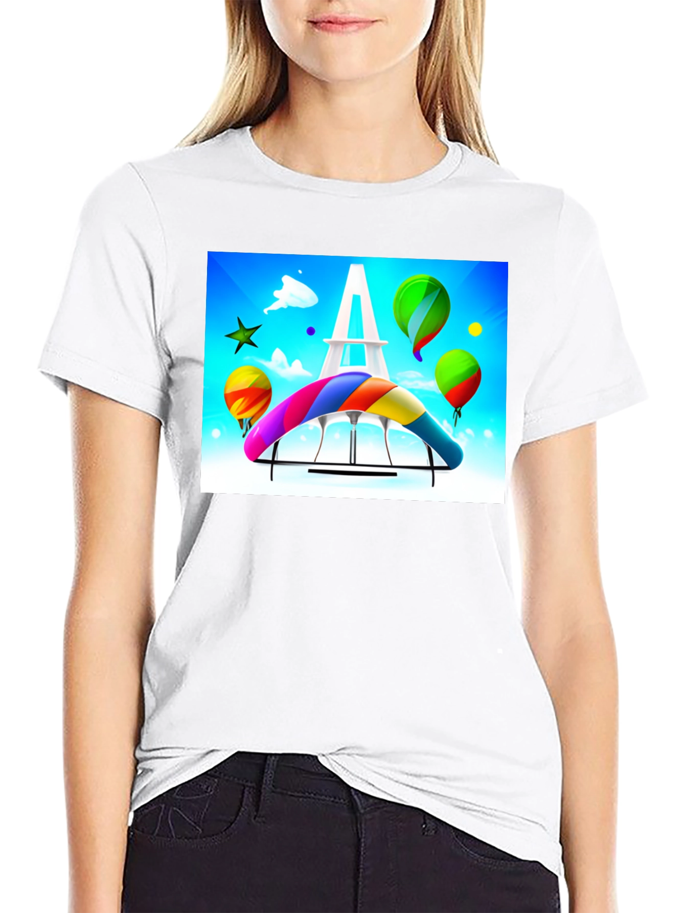 Black Paris Rainbow Hang Gliding T-Shirt view 9