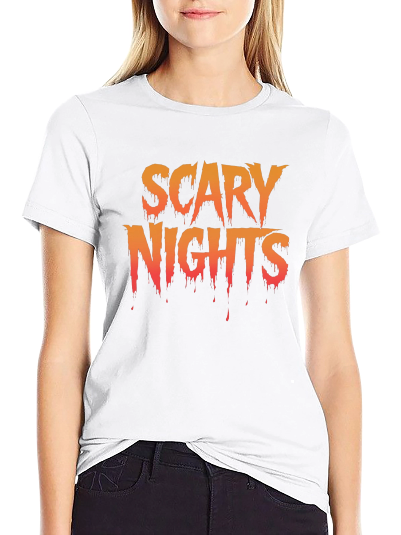 Black Scary Nights Graphic T-Shirt - Halloween Tee view 9