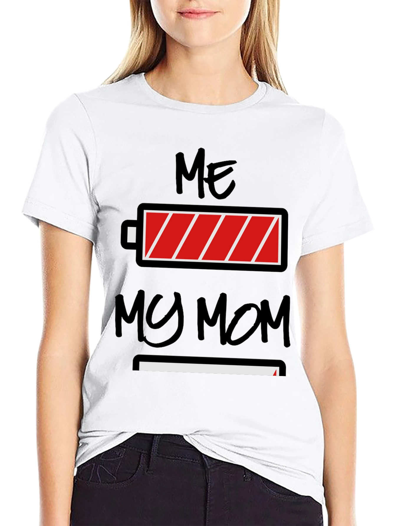 Black Me My Mom Funny Battery Graphic T-Shirt view 9