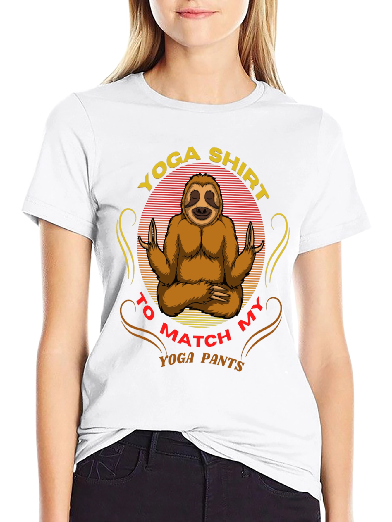 Black Yoga Sloth T-Shirt - Match Your Yoga Pants! view 9