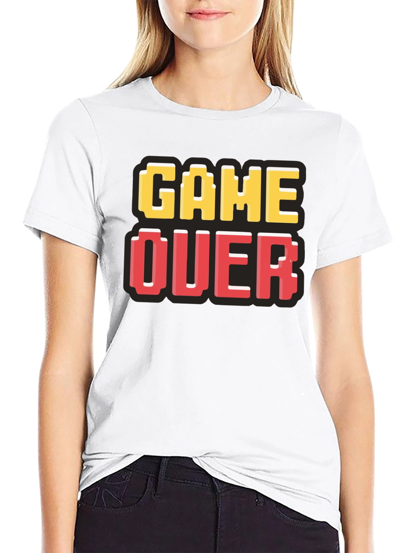 Black Game Over Pixel Art T-Shirt - Gamer Style view 9
