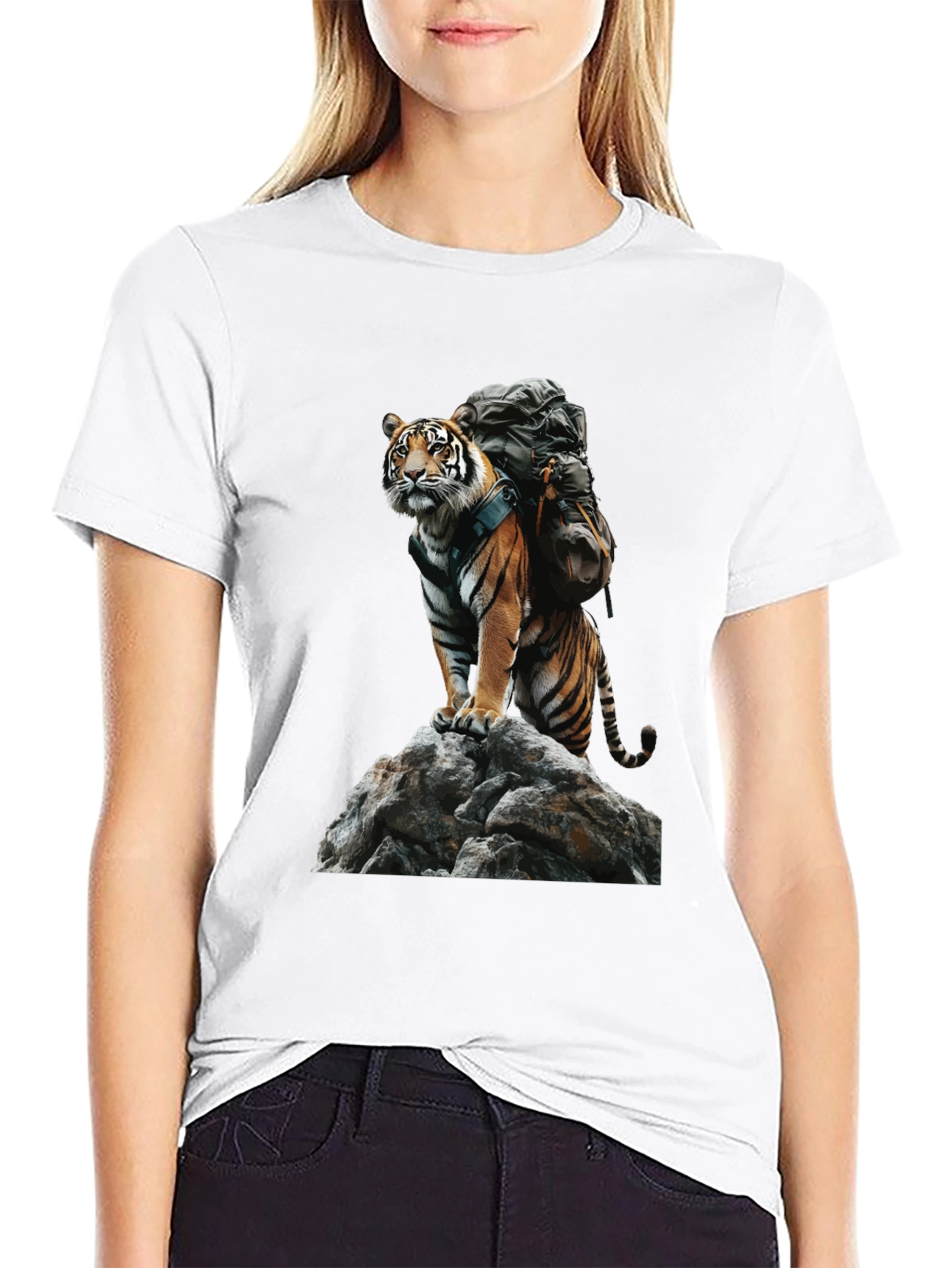 Black Tiger on Rock Graphic Tee view 9