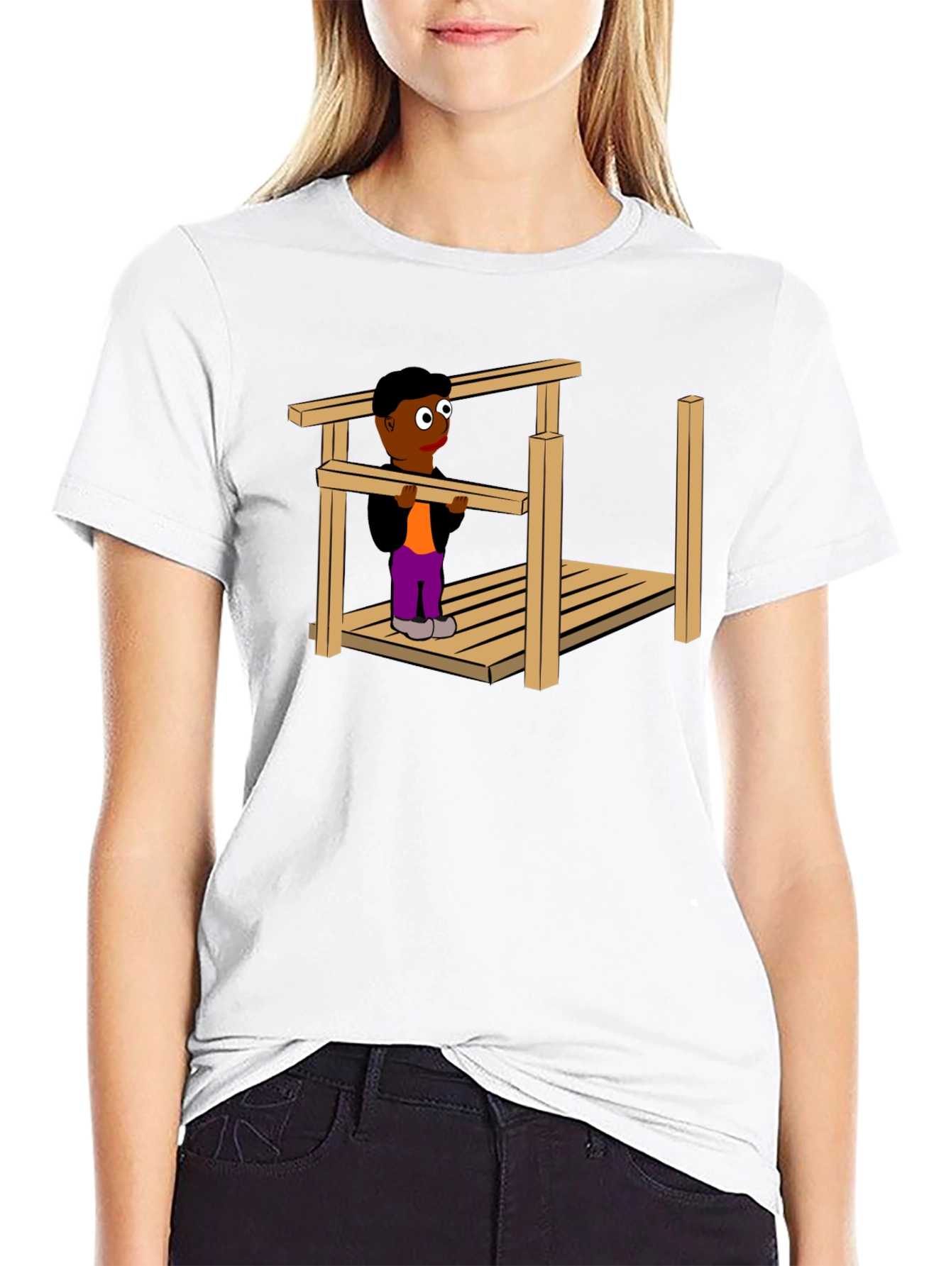Black Optical Illusion Construction Man Black T-Shirt view 9