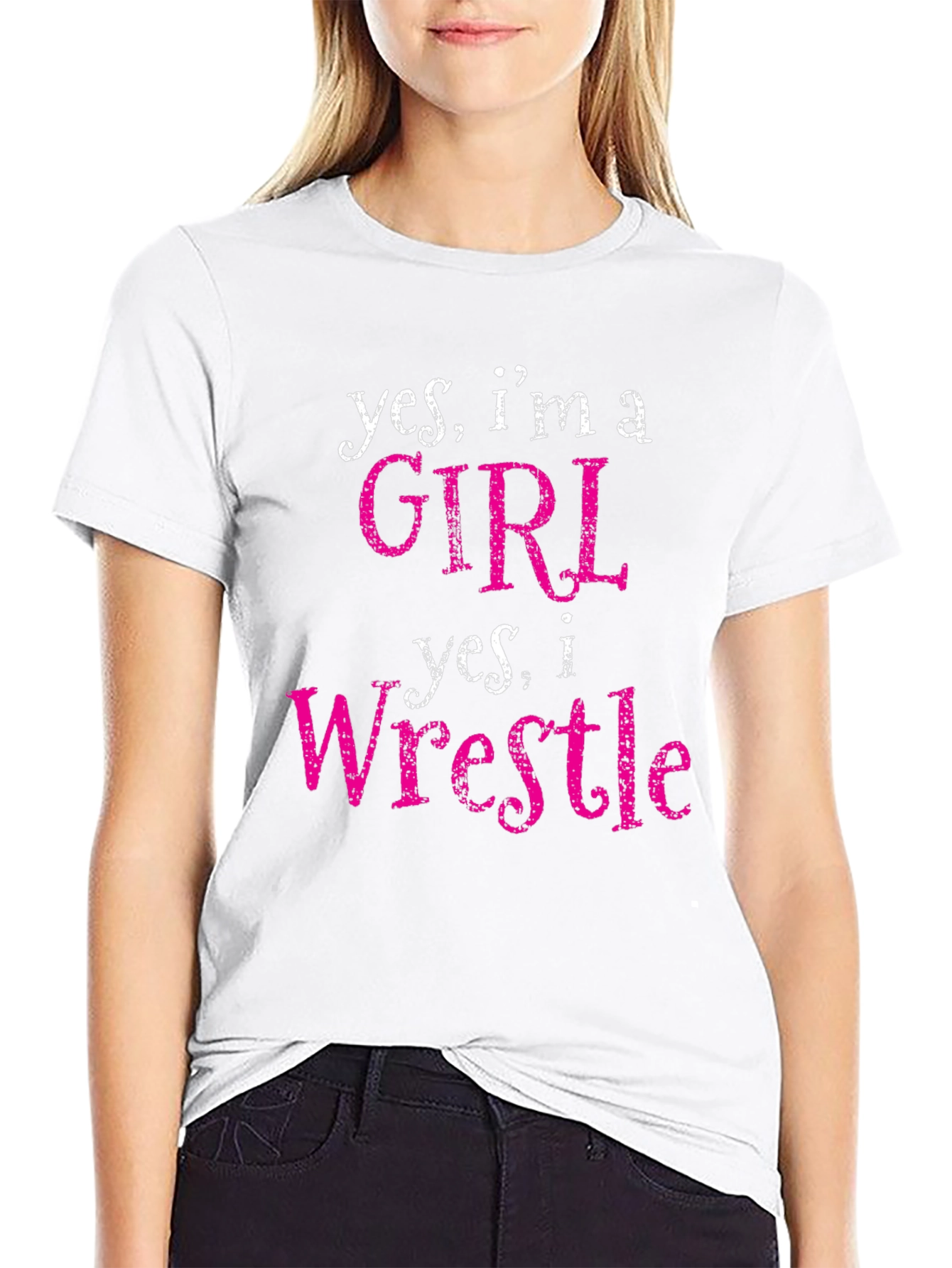 Girl Wrestler Graphic Tee - Yes, I'm A Girl! Women's Wrestling Shirt - 9
