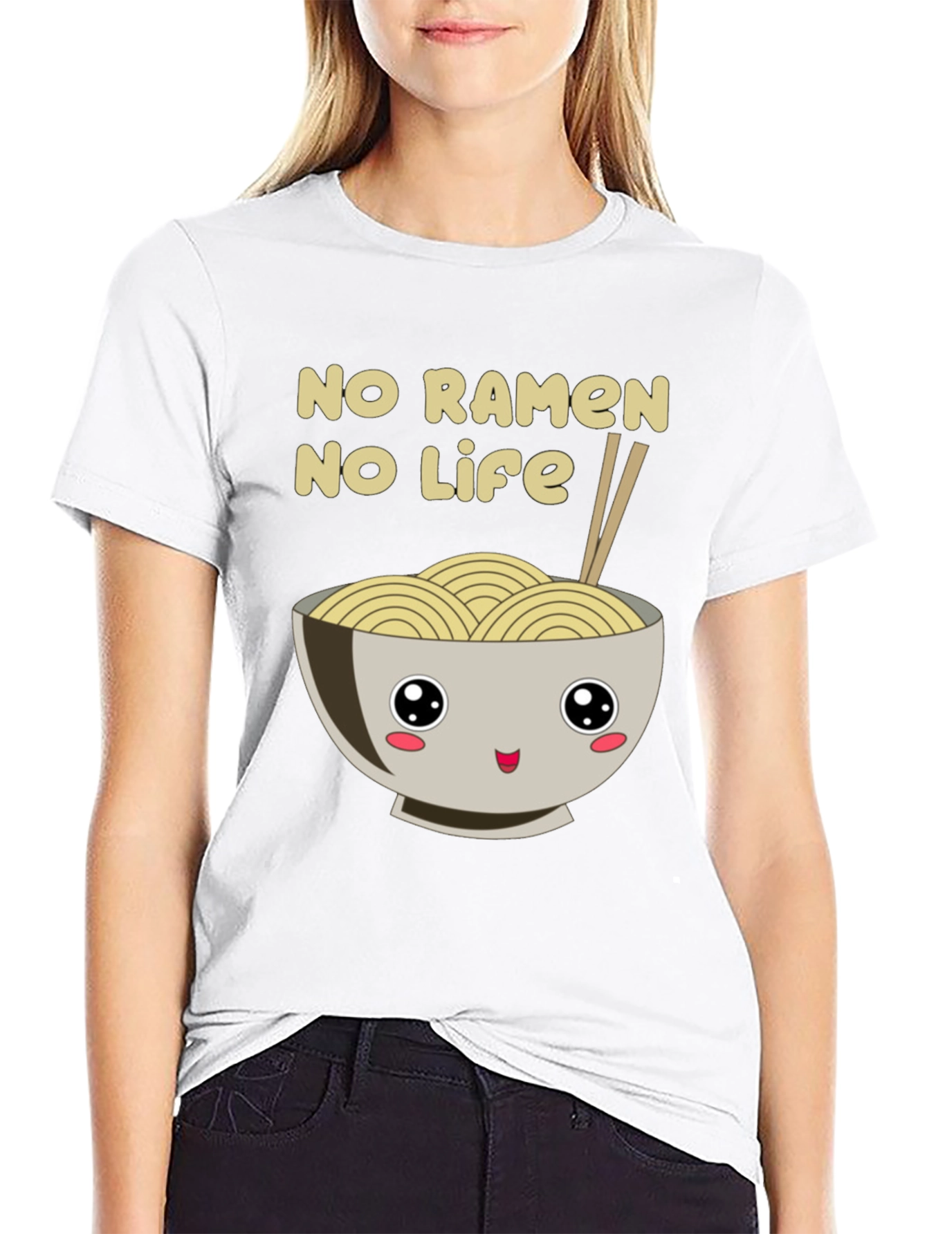 Black No Ramen No Life Black T-Shirt view 9
