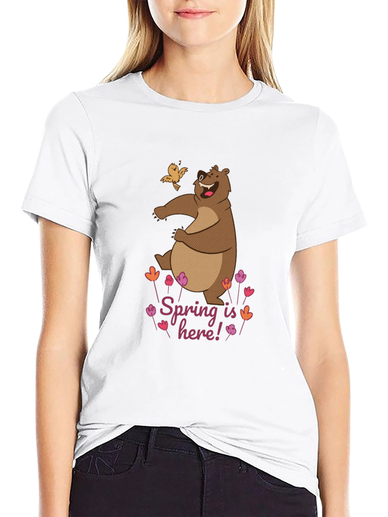 Black Spring Bear Graphic Tee - Nature Lover's T-Shirt view 9
