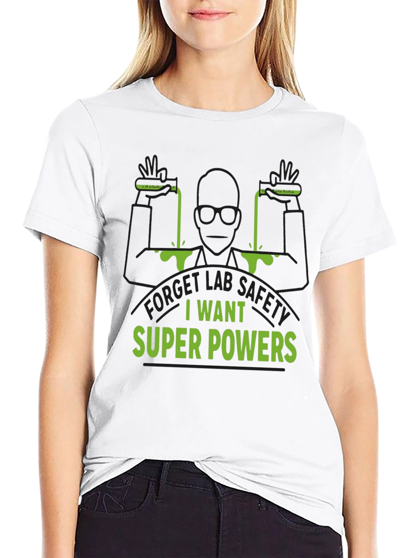 Black Super Power Lab T-Shirt: Black, Bold Design view 9