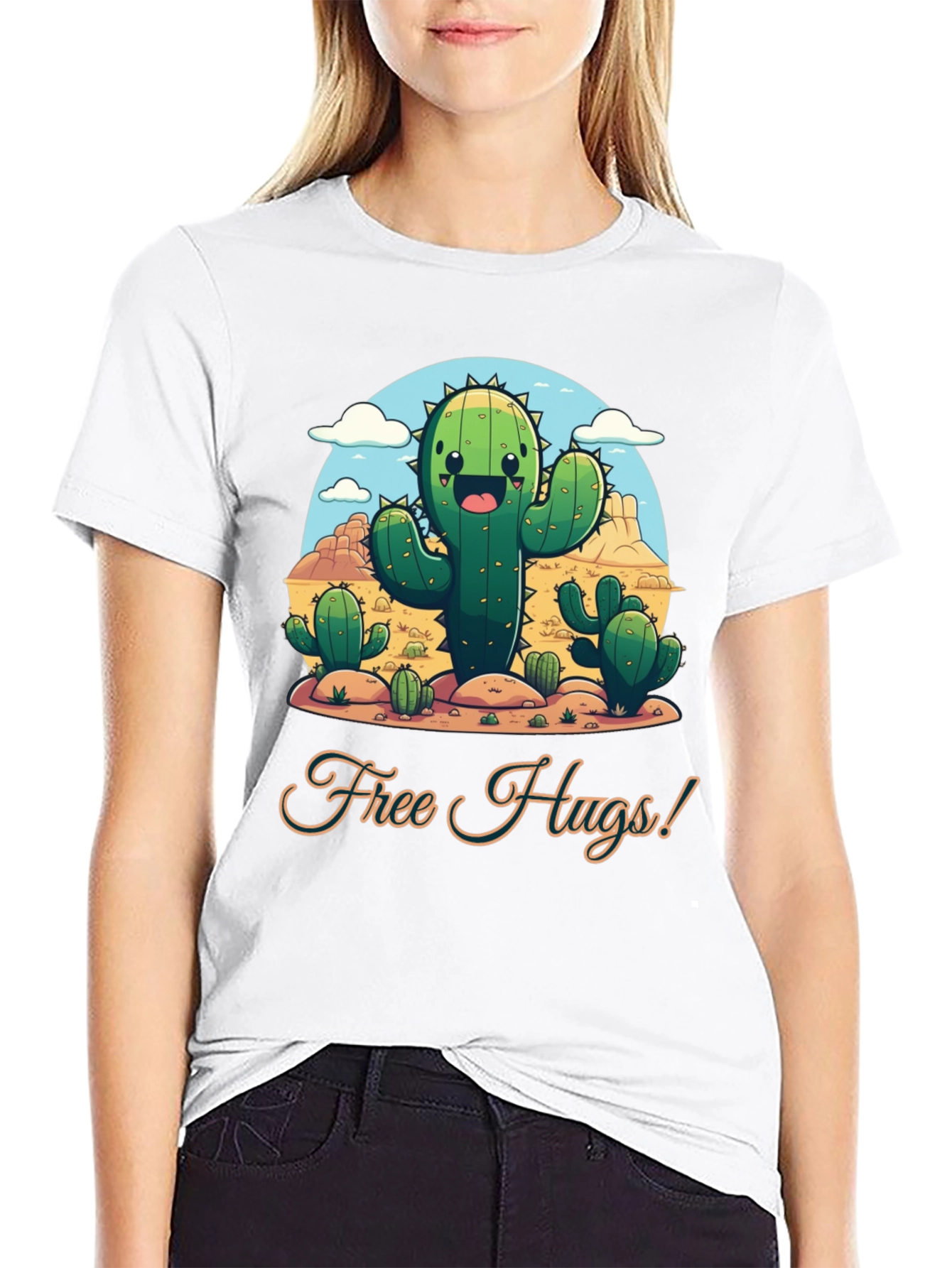 Black Free Hugs Cactus T-Shirt - Desert Fun! view 9