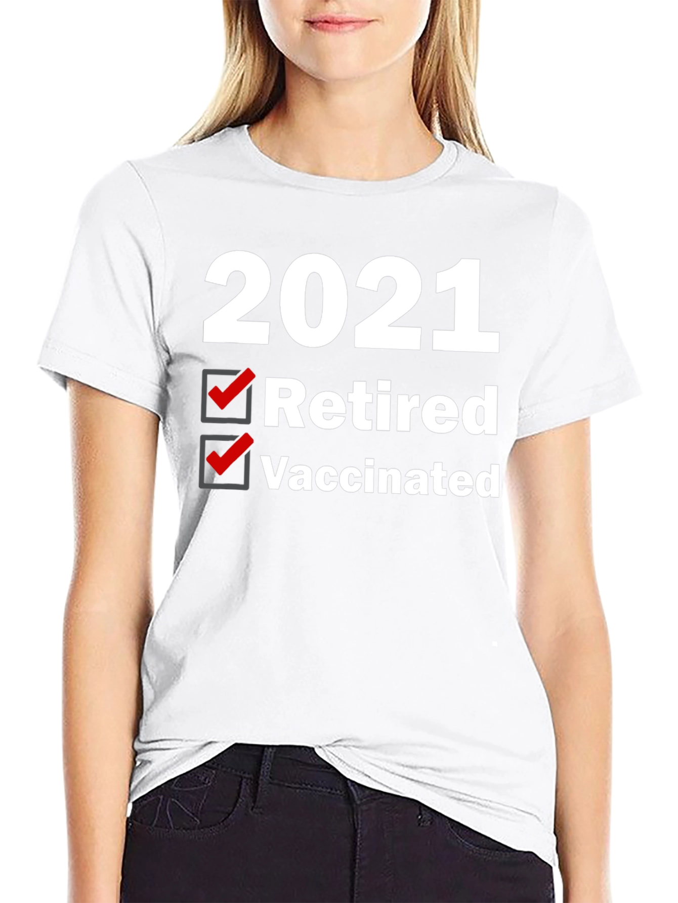 Black 2021 Retired & Vaccinated Graphic Tee view 9