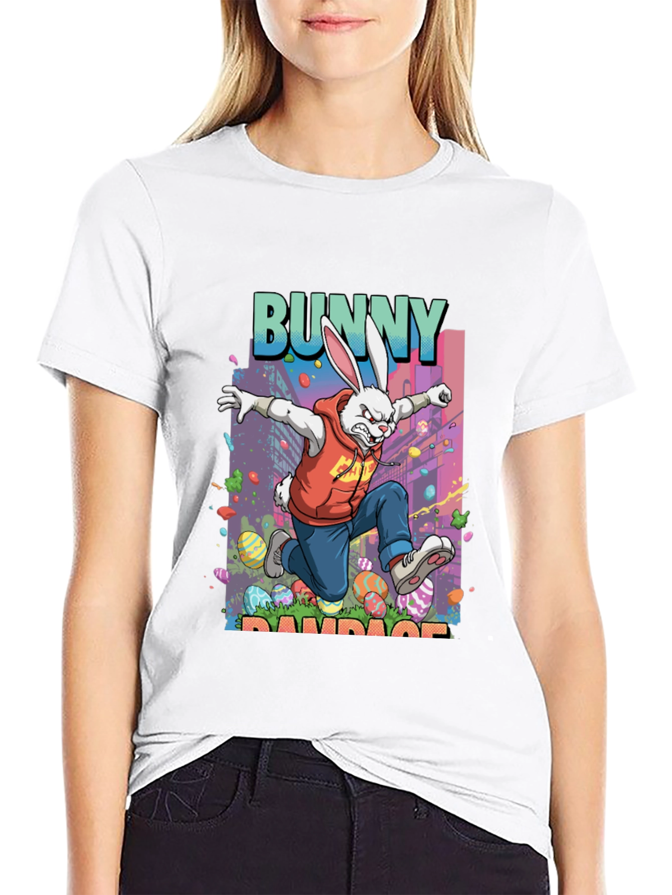 Black Bunny Rampage Graphic Tee - Easter Apparel view 9
