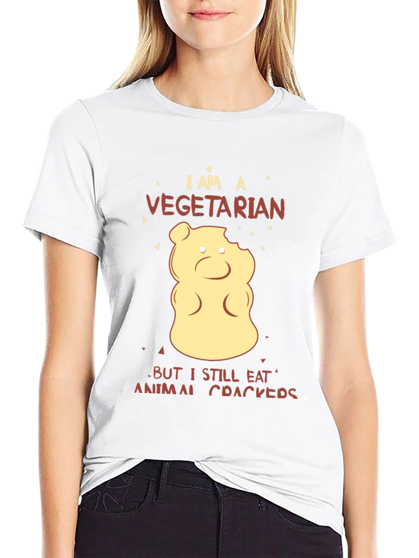 Black Vegetarian Animal Cracker T-Shirt view 9
