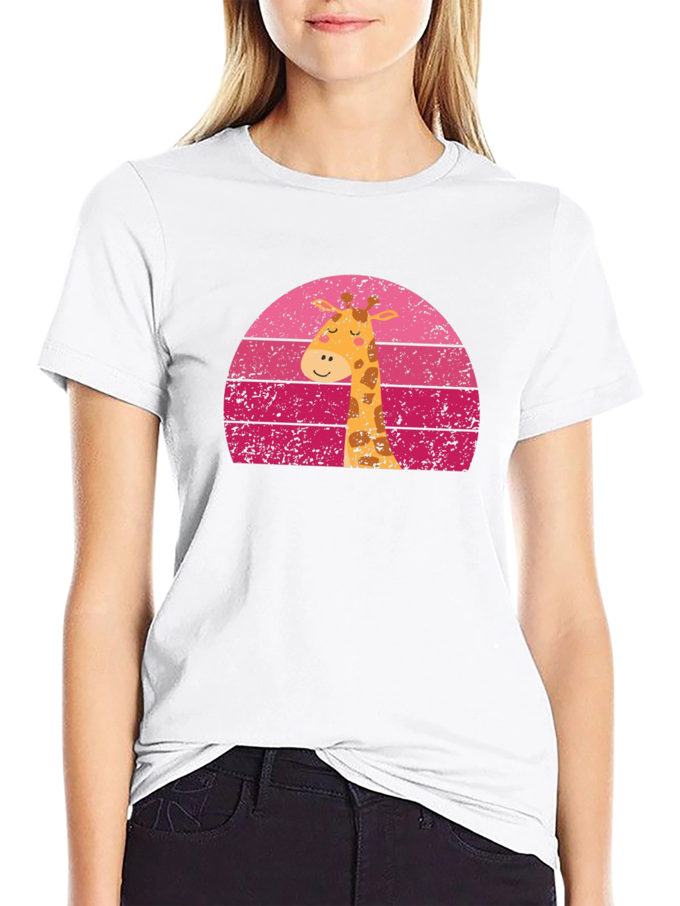 Black Giraffe Sunset Graphic Tee - Unique Design view 9