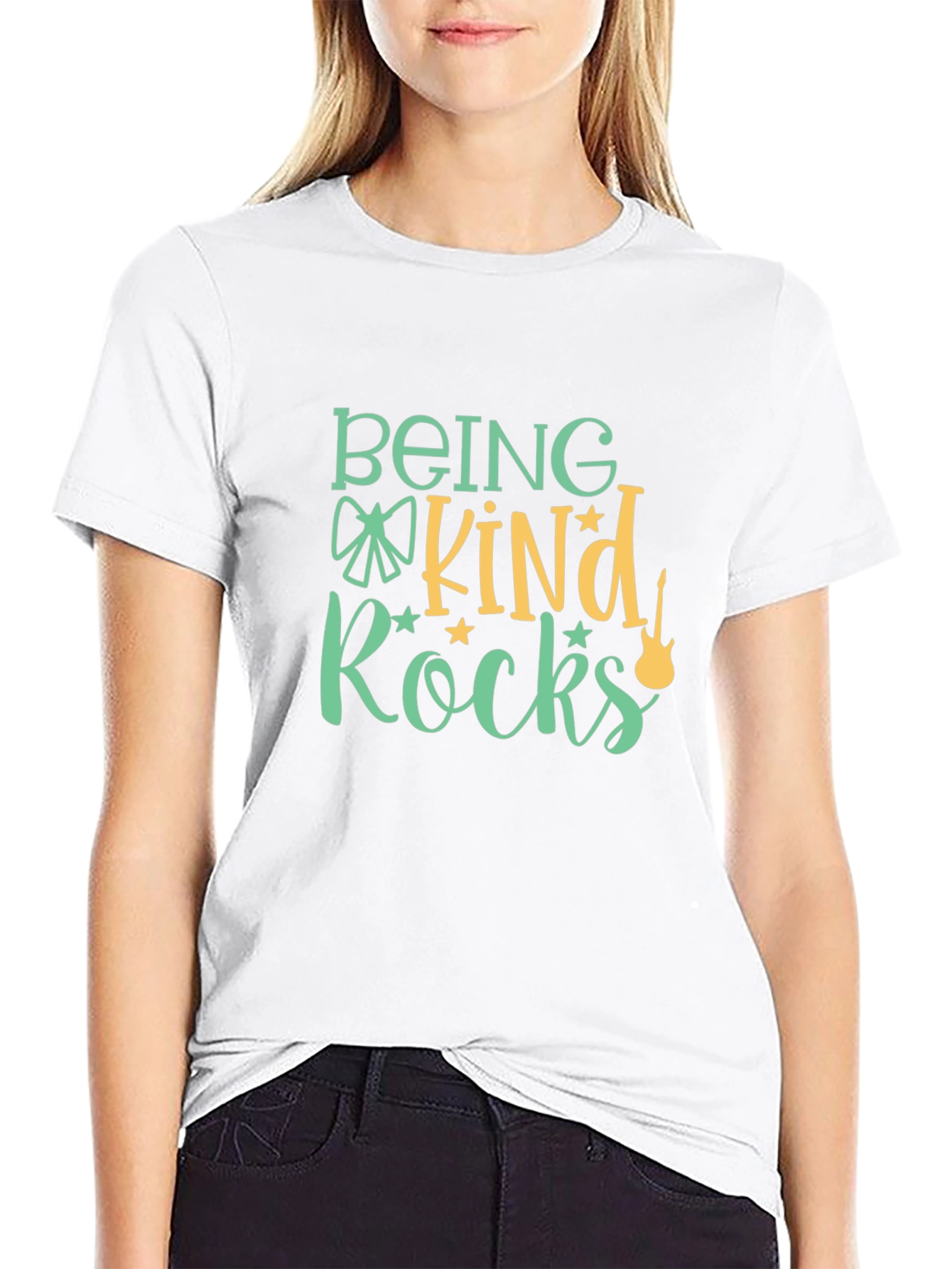 Black Being Kind Rocks Graphic Tee - Positive Vibes T-Shirt view 9