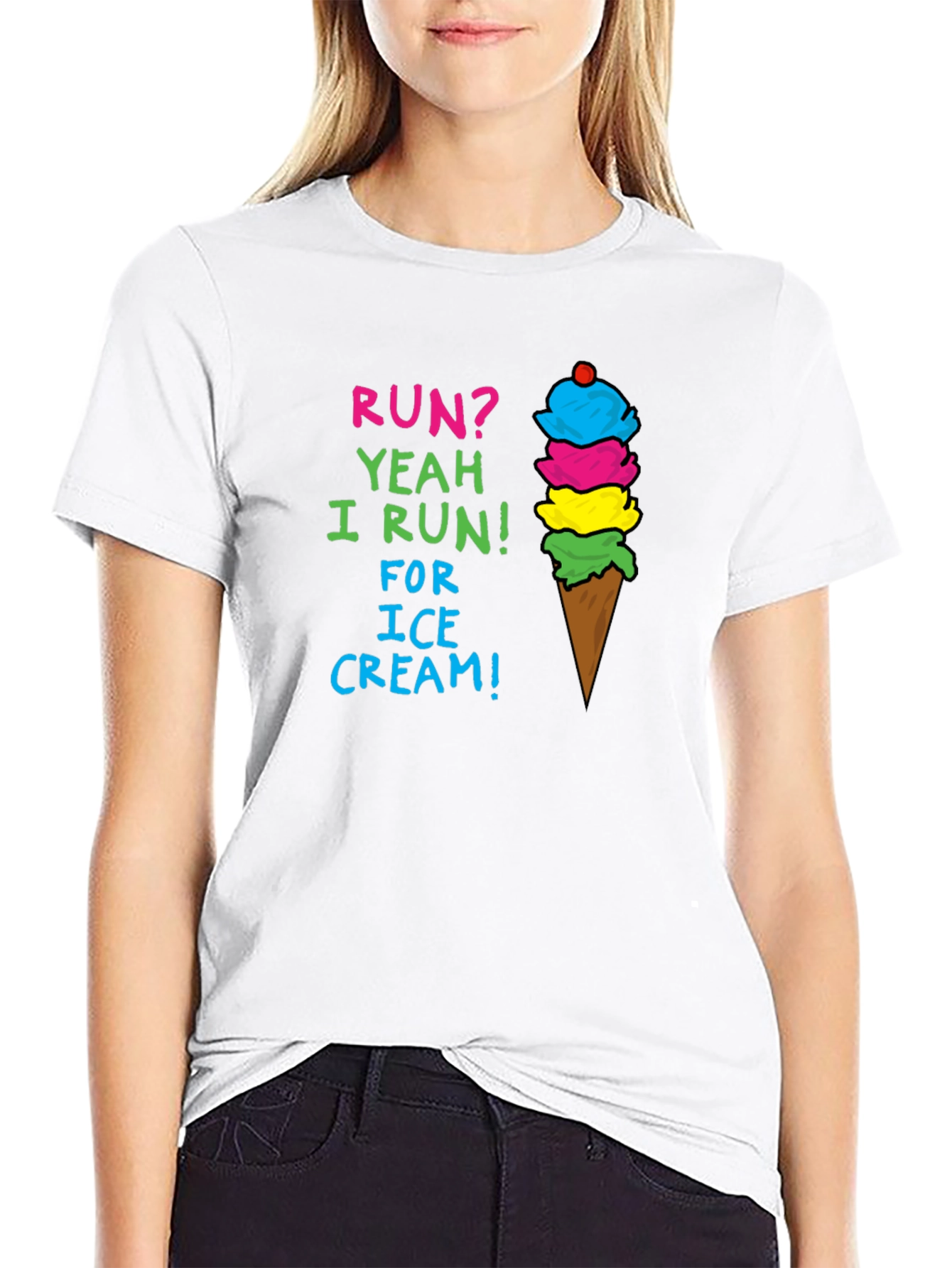 Black Run for Ice Cream T-Shirt - Cute Foodie Tee view 9