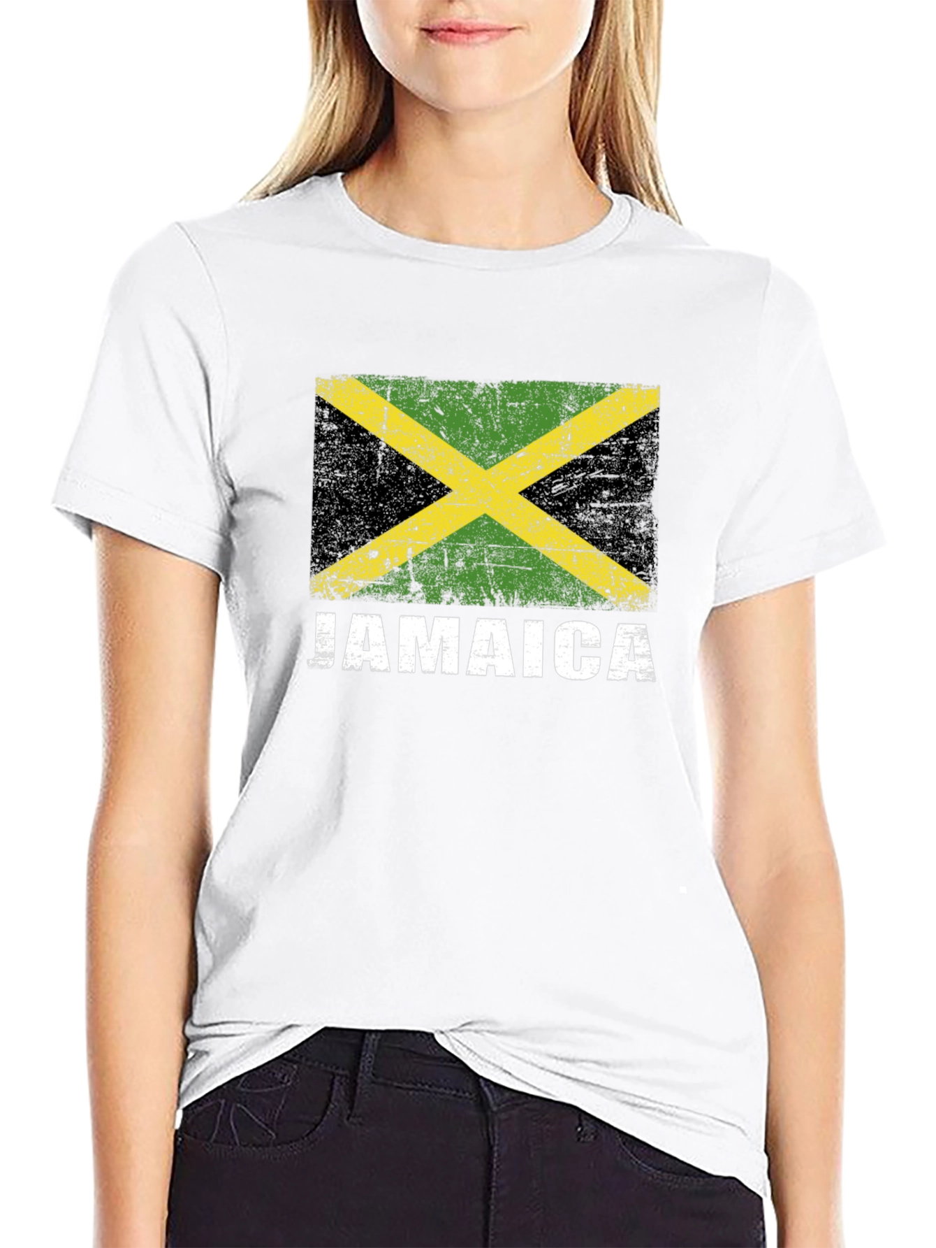 Black Jamaica Flag T-Shirt - Distressed Design view 9
