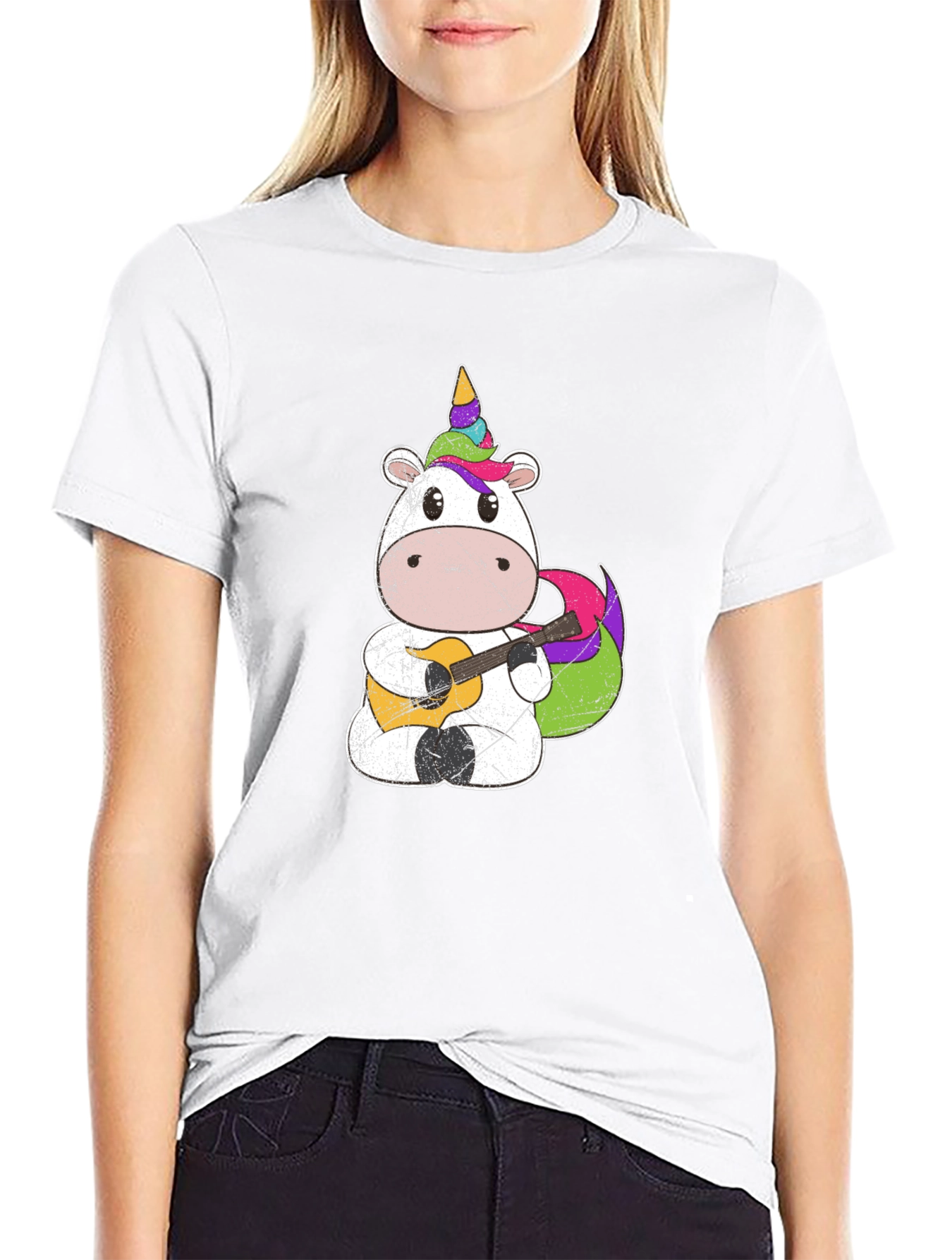 Unicorn Guitarist Graphic Tee - Men's Black T-Shirt - 9