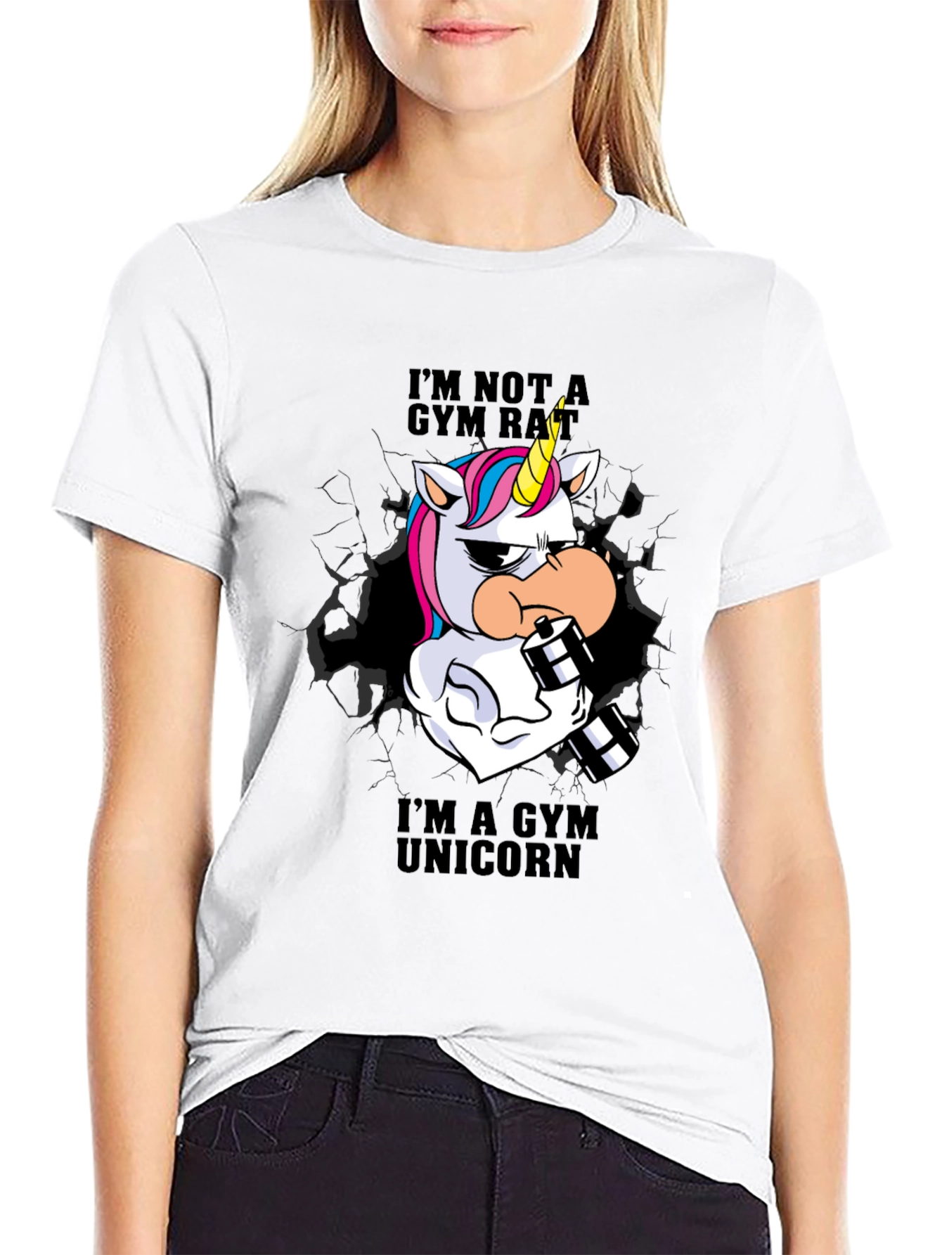 Black Gym Unicorn T-Shirt - Workout Apparel view 9