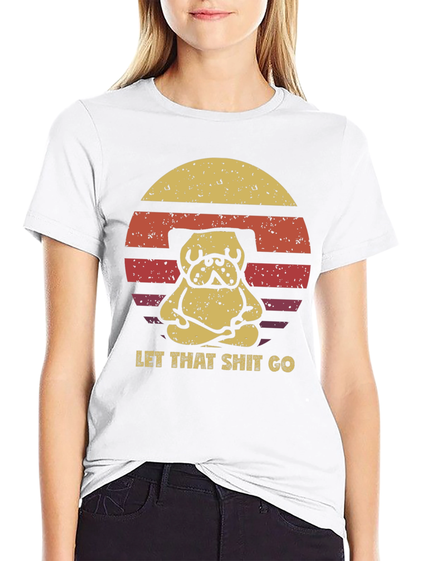 Black Zen Pug T-Shirt - Let That Shit Go view 9