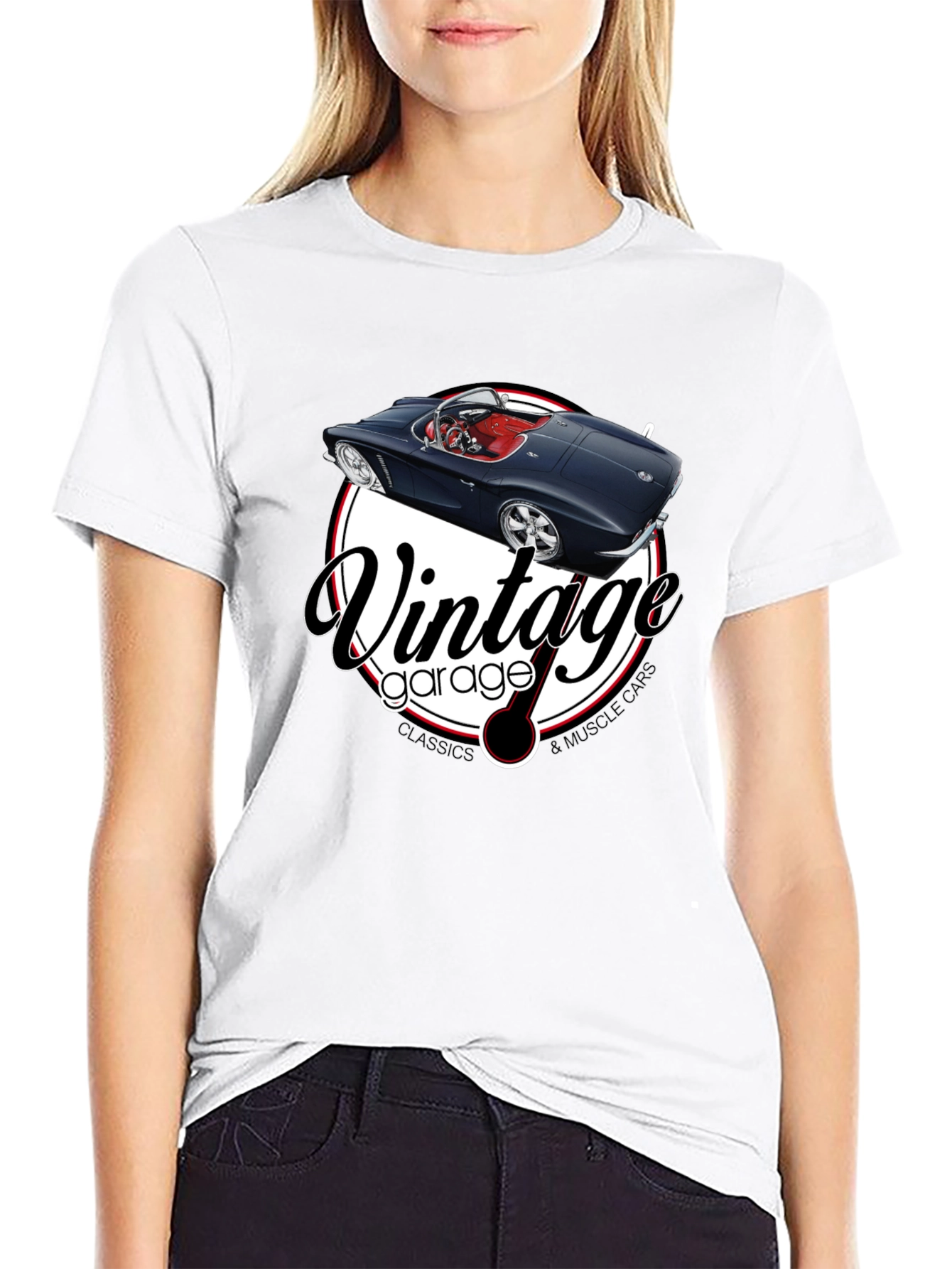 Black Vintage Garage Muscle Car T-Shirt view 9