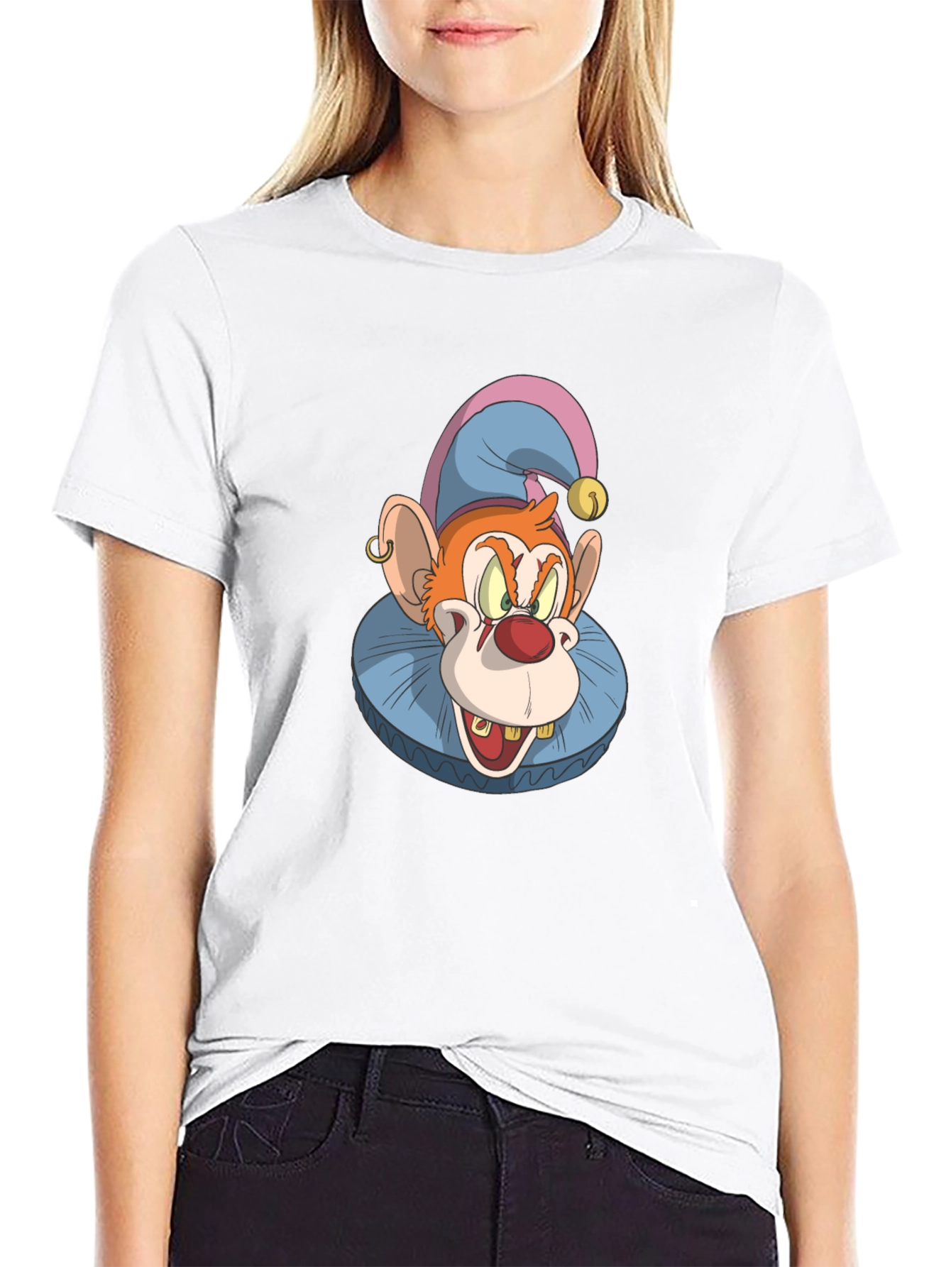 Black Clown Monkey Graphic Tee - Black Cotton T-Shirt view 9