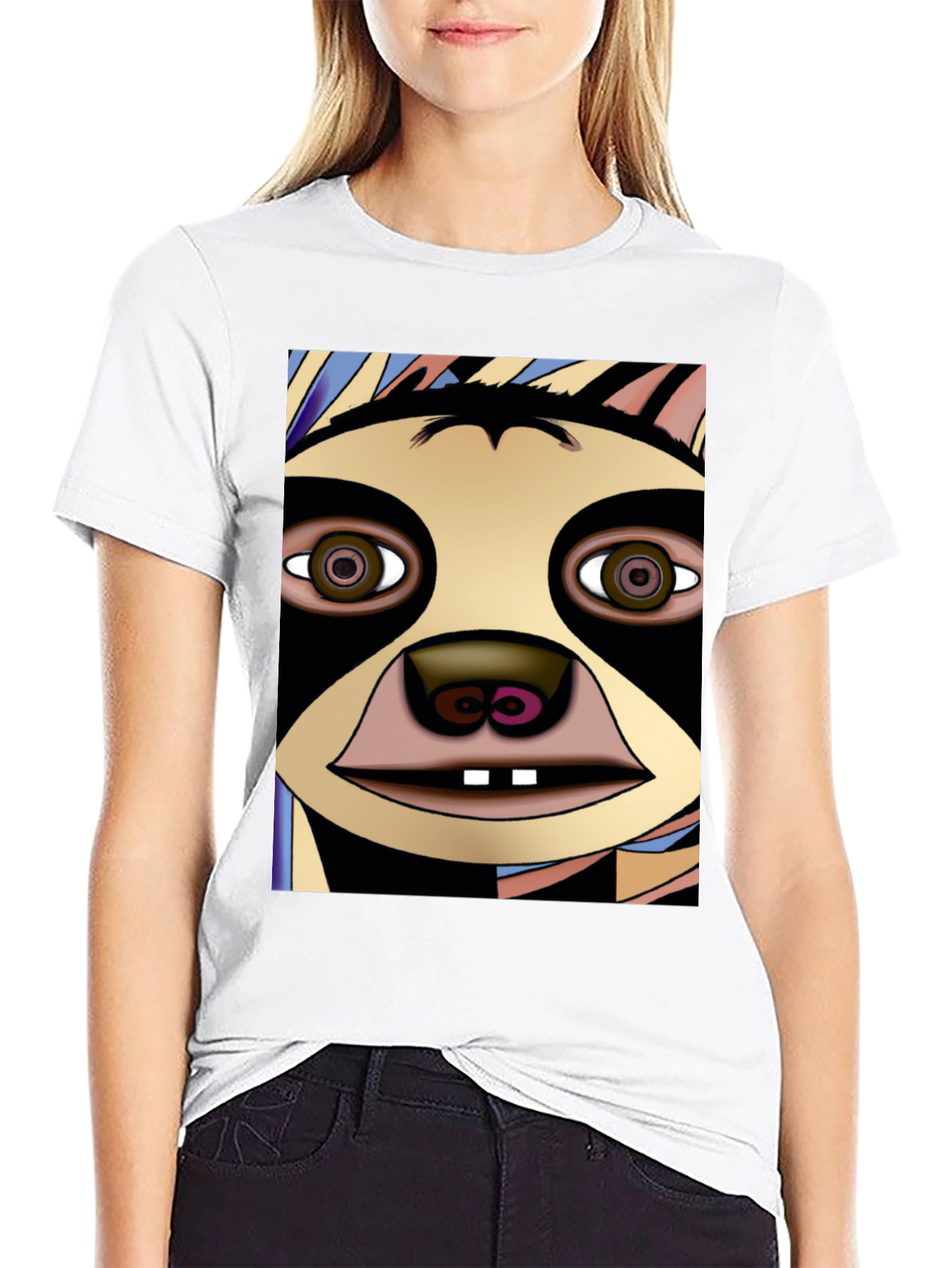 Black Sloth Face Graphic Tee - Unique Design view 9