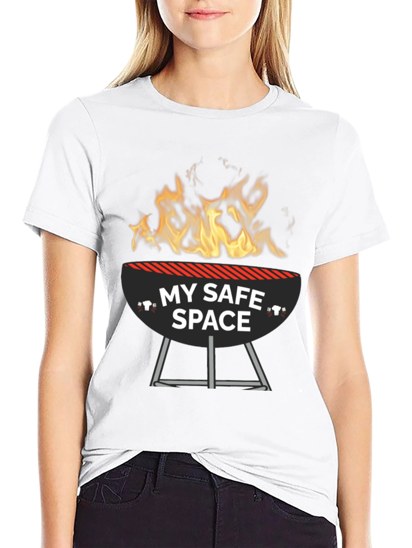 Black My Safe Space BBQ Grill Funny T-Shirt view 9
