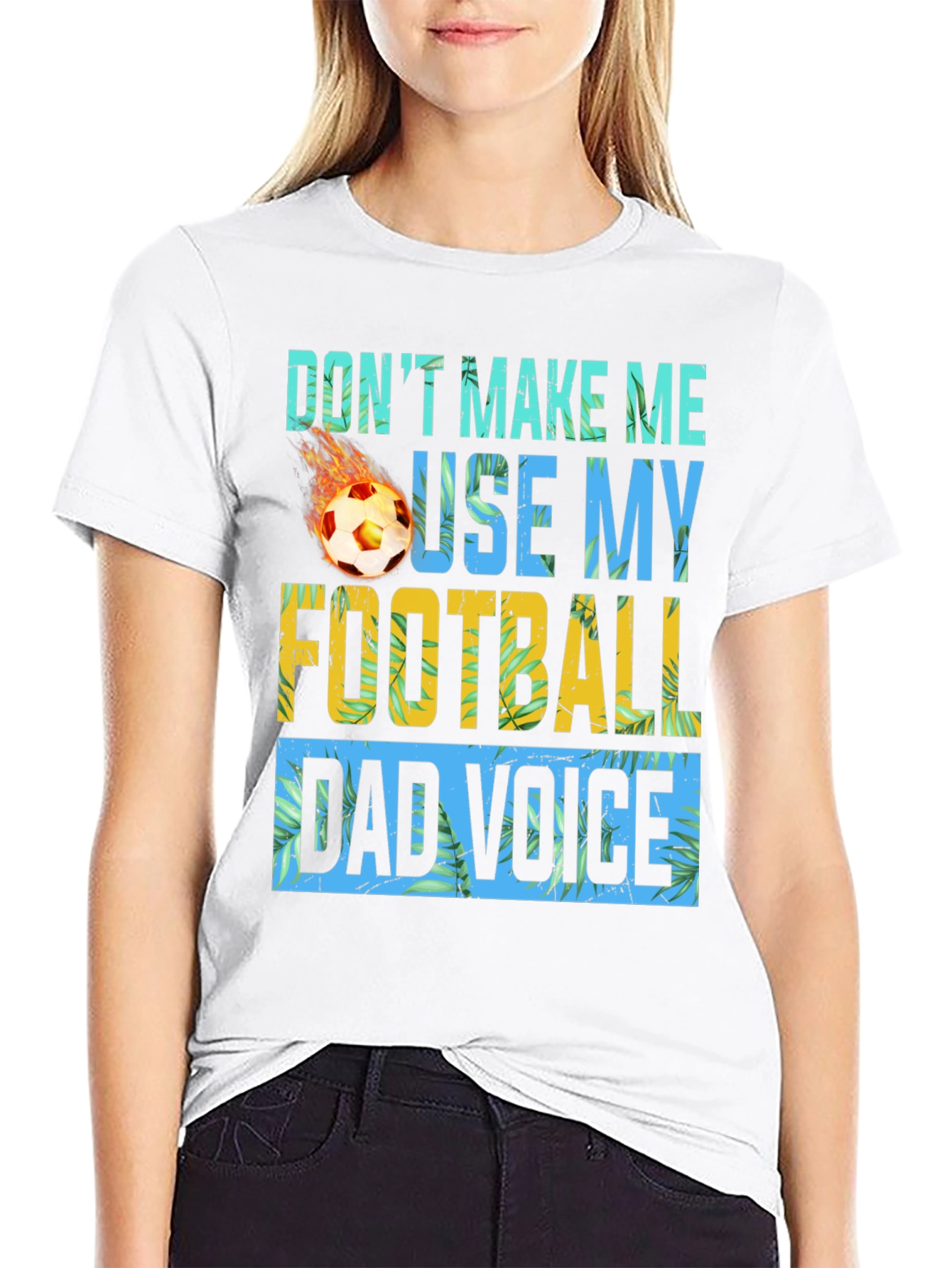 Black Funny Football Dad Voice Graphic T-Shirt view 9