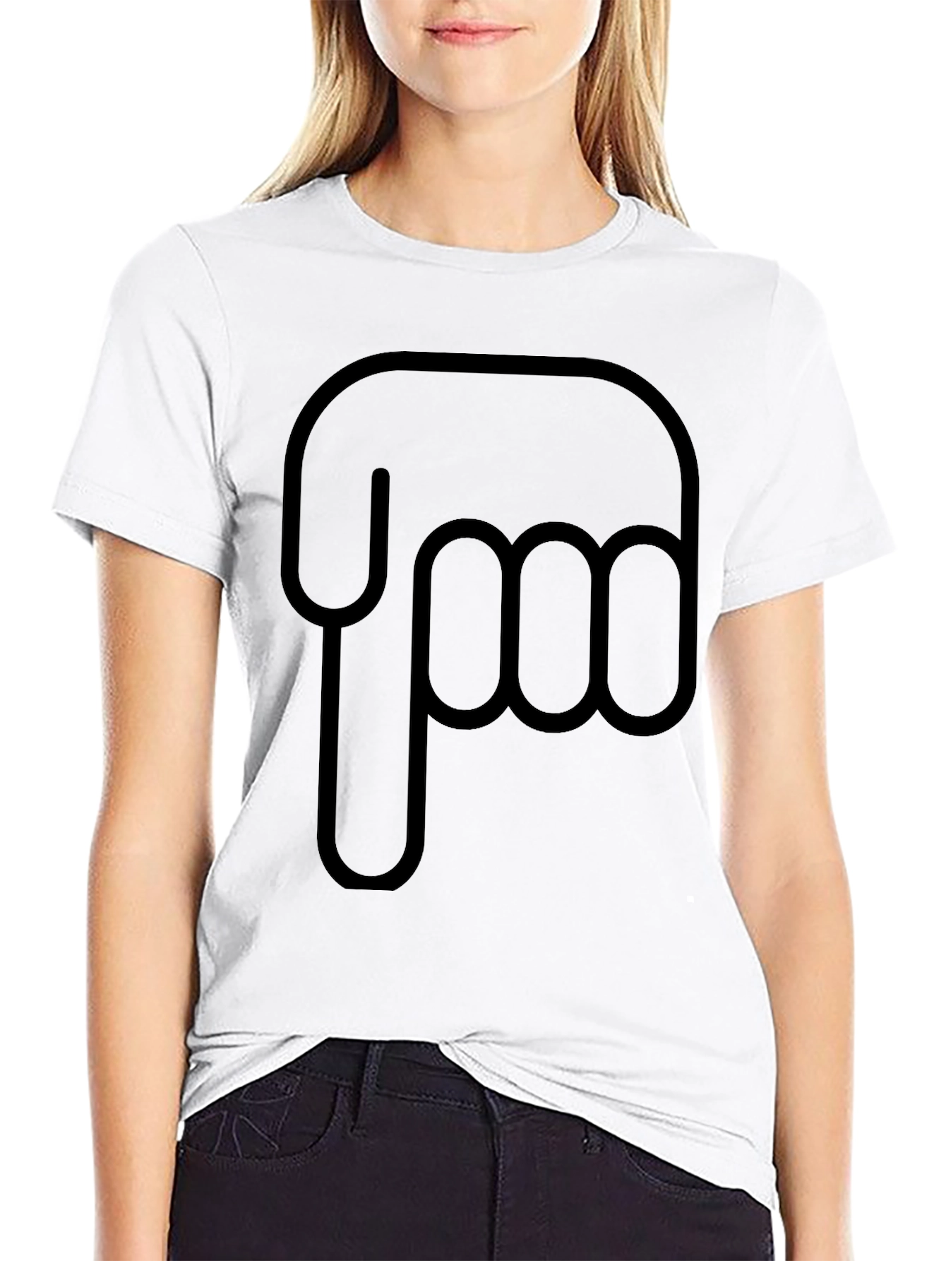 Black Pointing Finger Graphic Black T-Shirt view 9