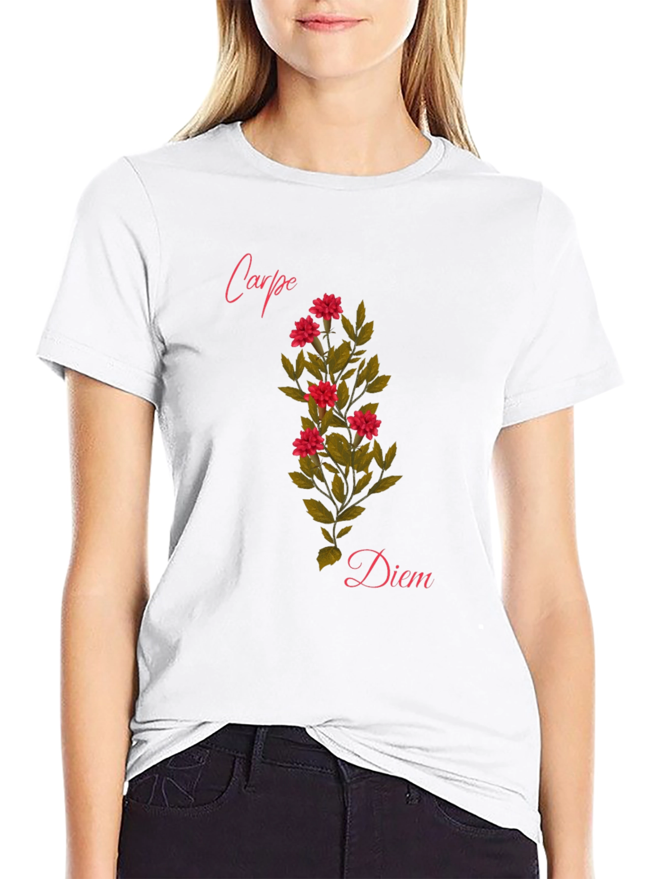 Black Carpe Diem Floral T-Shirt - Seize the Day! view 9