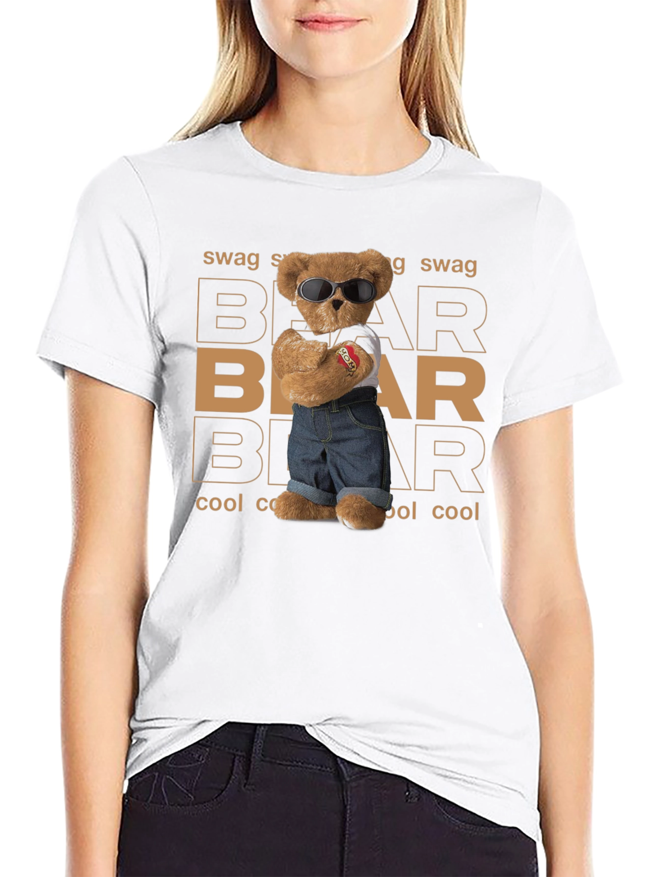 Black Cool Bear Swag Graphic Tee view 9