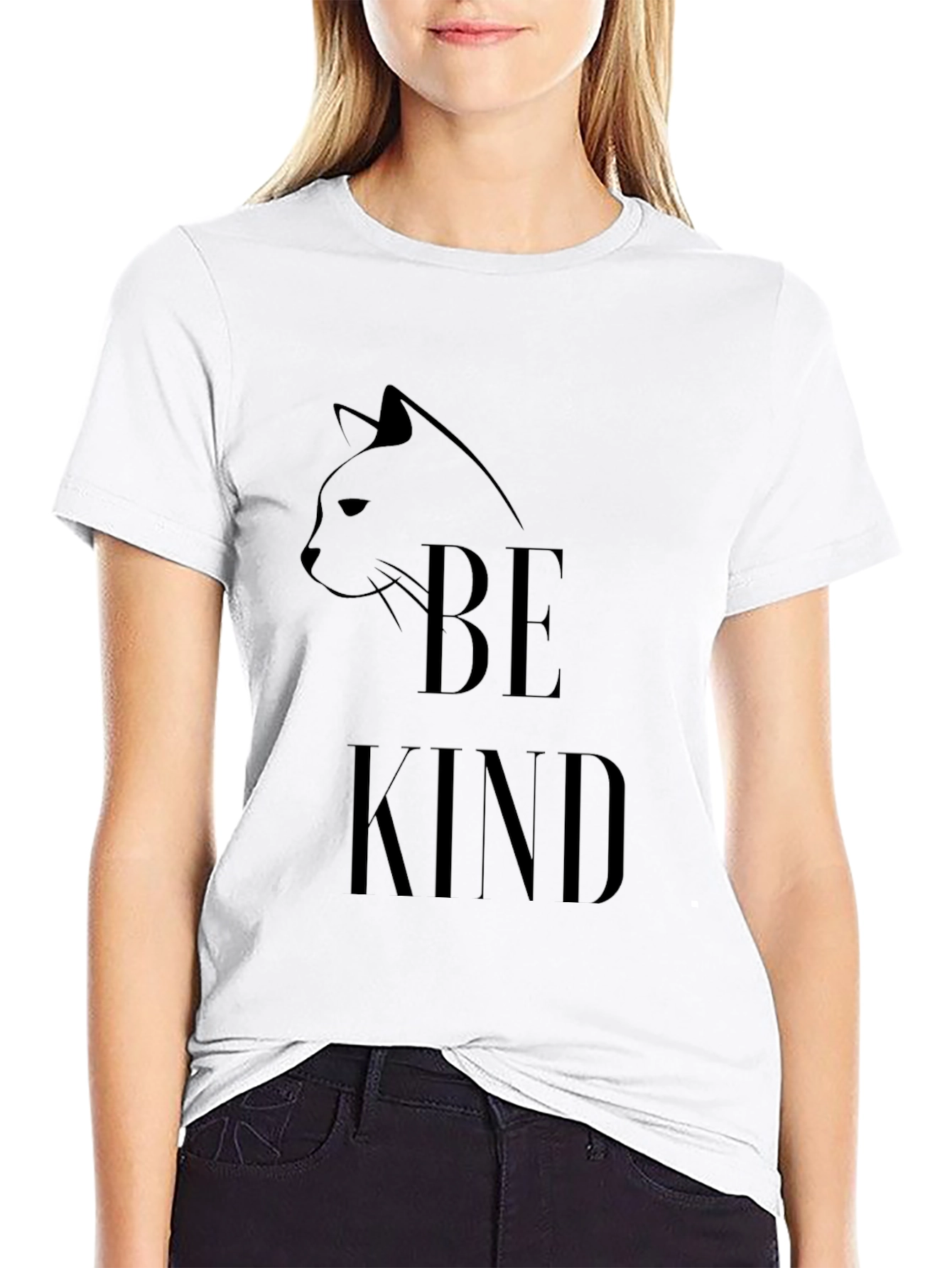 Black Be Kind Cat Graphic T-Shirt view 9
