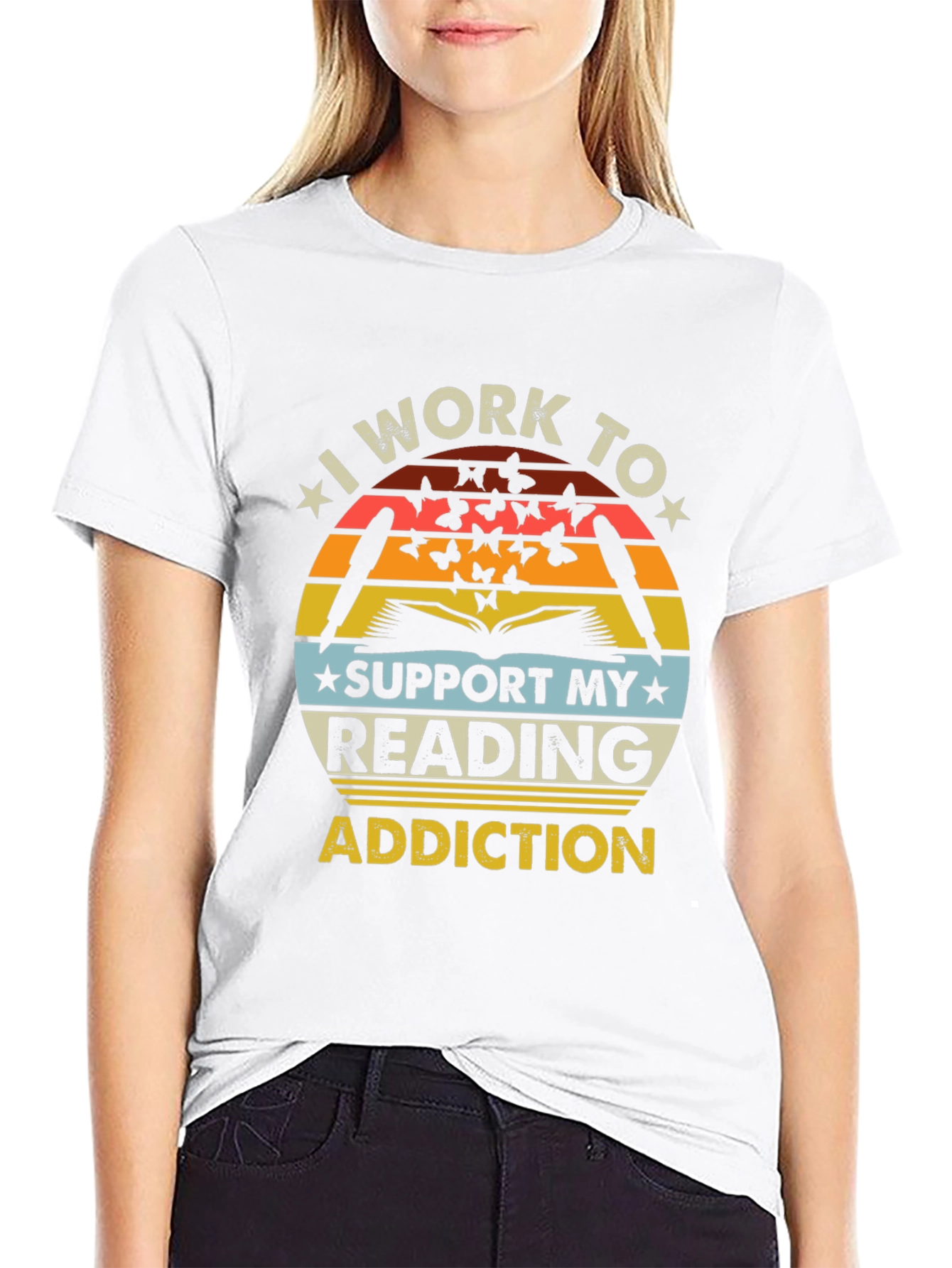 Black Reading Addiction T-Shirt - Book Lover Tee view 9
