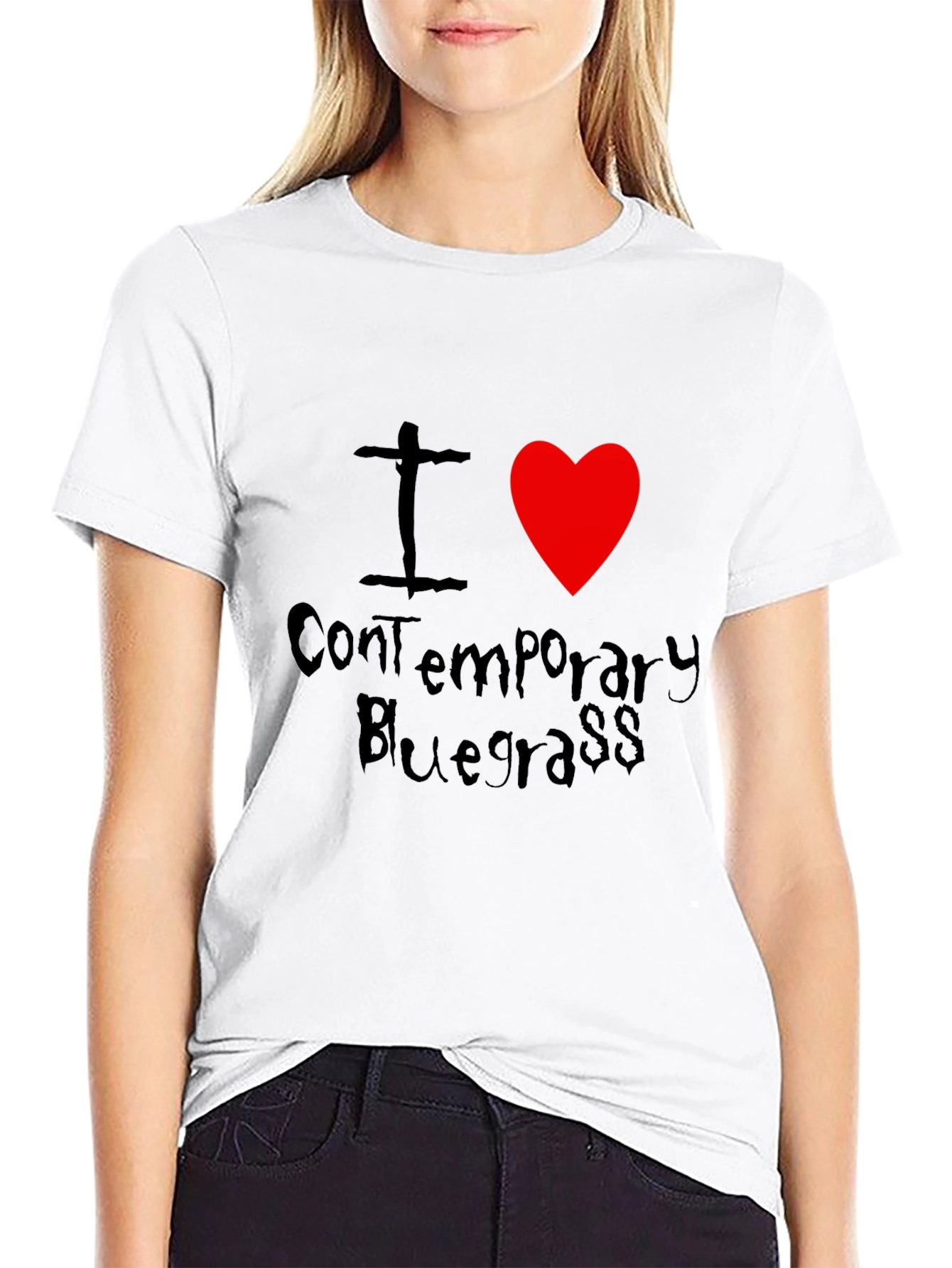 Black I Heart Contemporary Bluegrass Black T-Shirt view 9