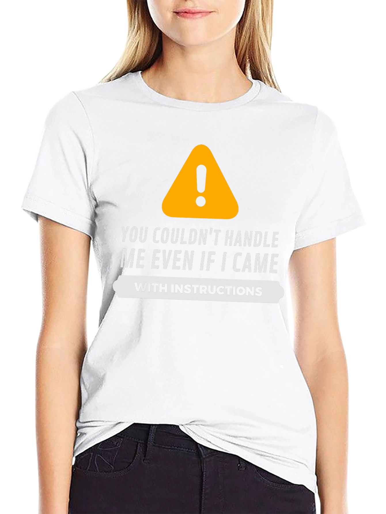Black Funny Warning Sign Graphic T-Shirt view 9