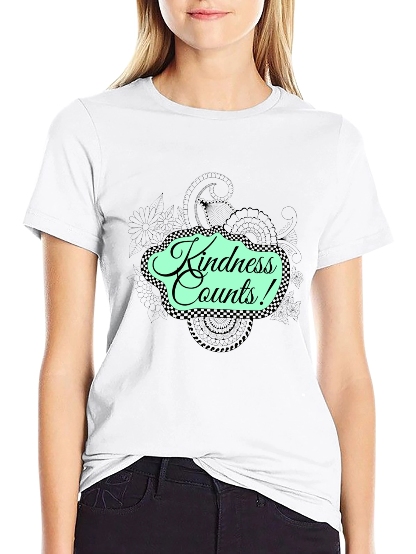 Black Kindness Counts Black Graphic Tee view 9