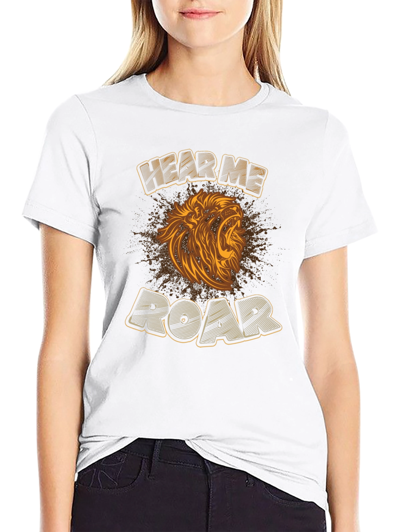 Black Hear Me Roar Lion Graphic T-Shirt view 9