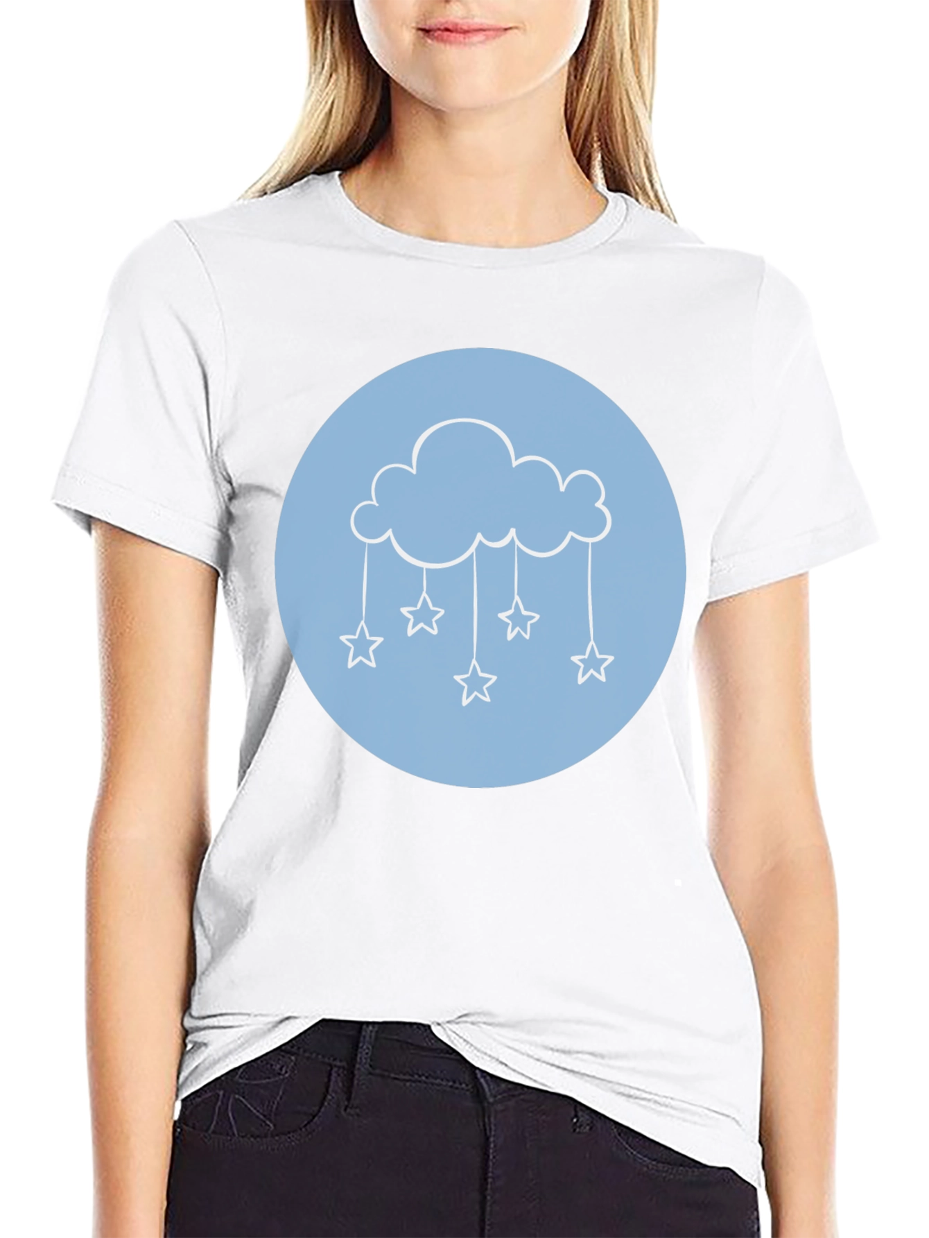Black Cloud & Stars Graphic Tee - Black T-Shirt view 9