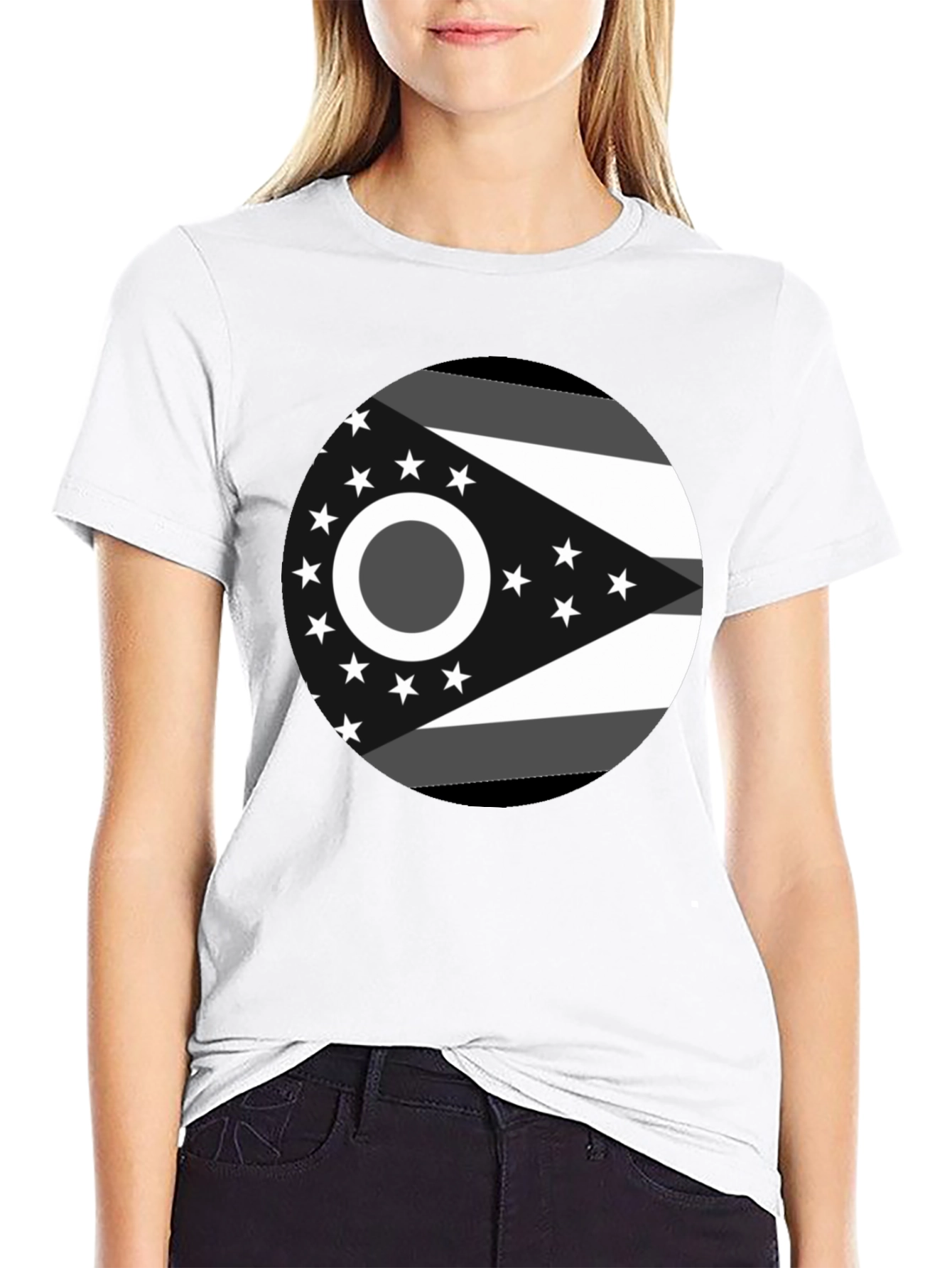 Black Ohio State Flag Graphic Tee - Black Cotton Blend view 9