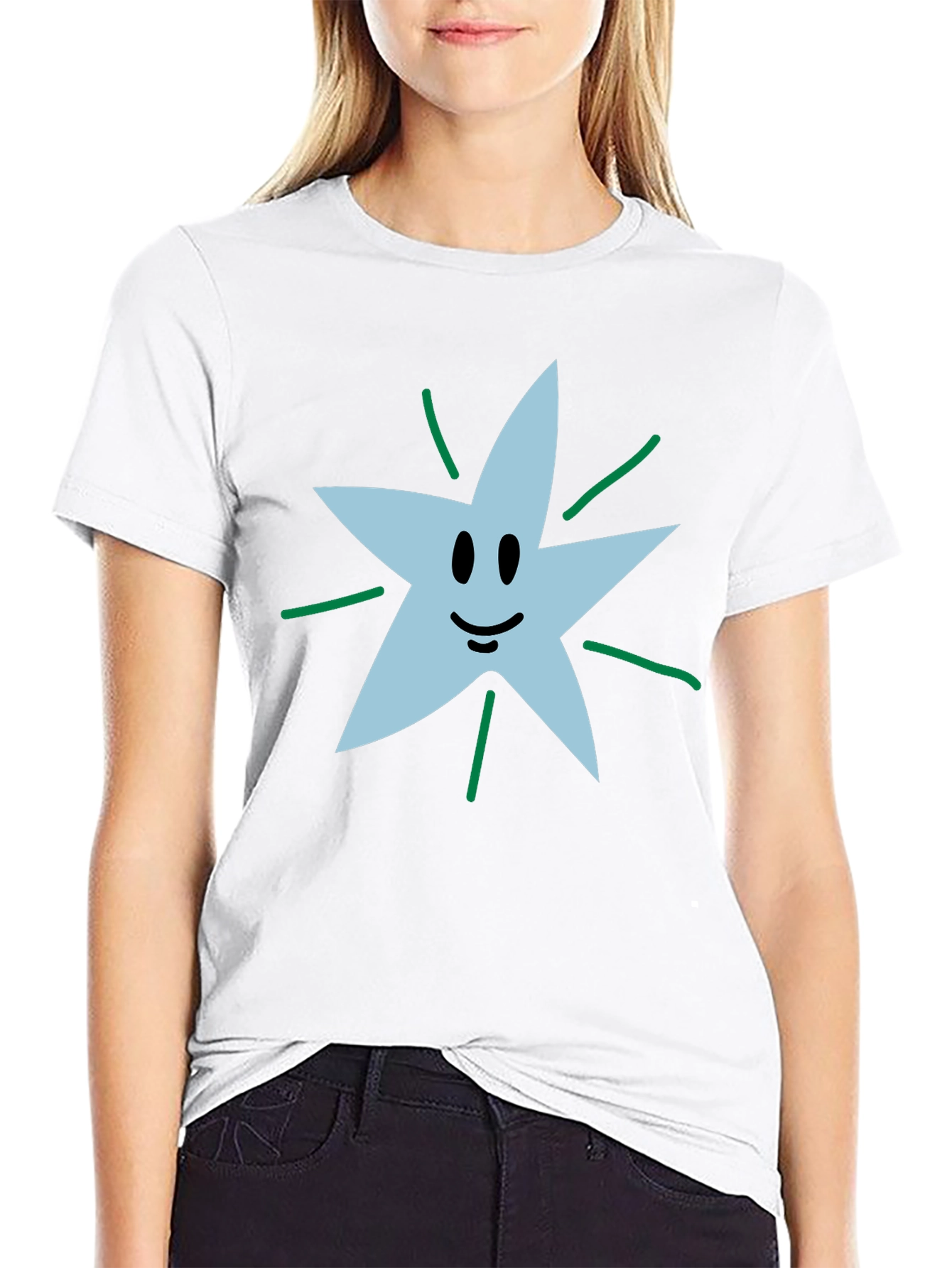 Black Smiling Star Graphic Tee - Soft Cotton Blend view 9
