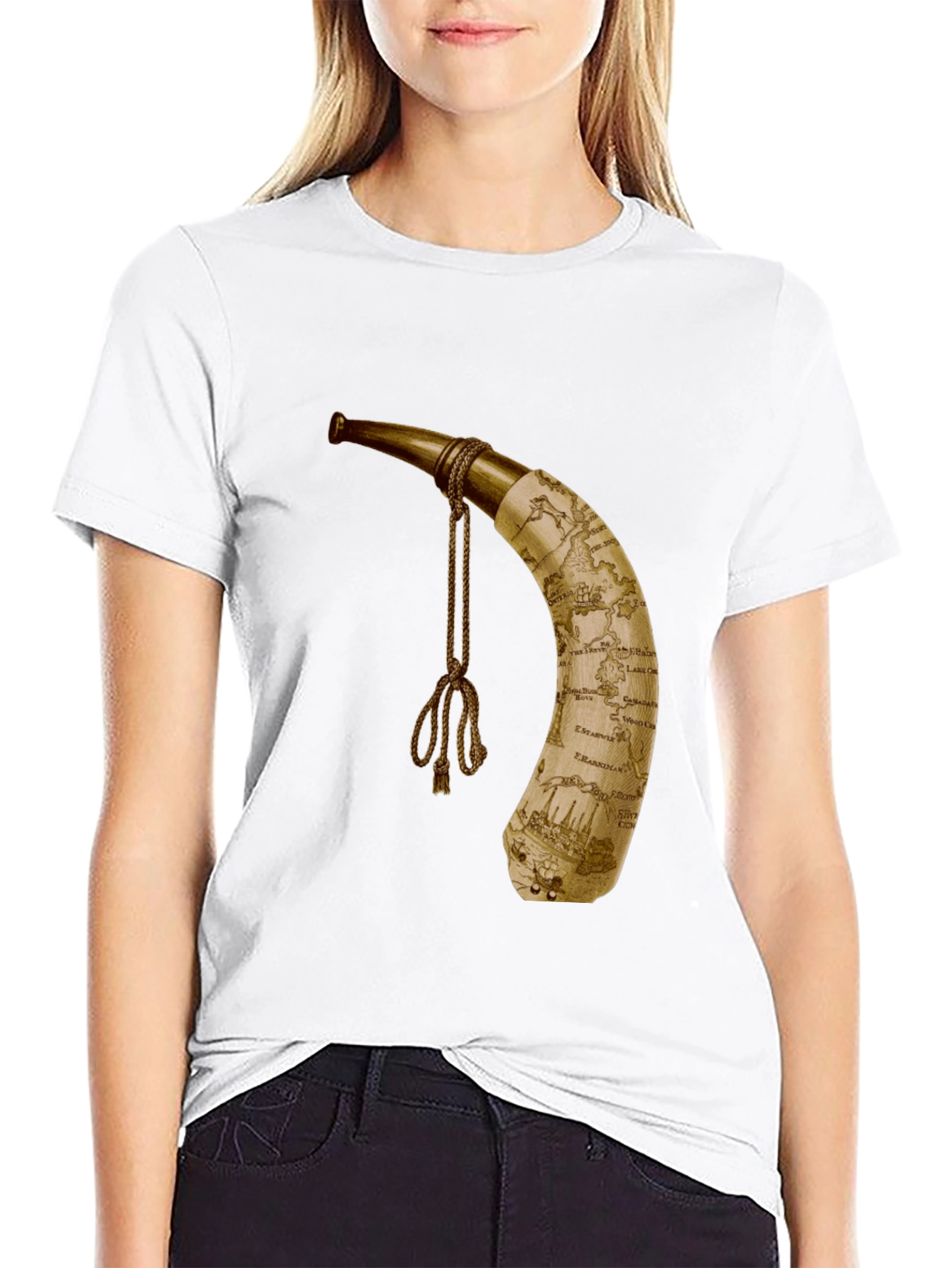 Black Antique Map Horn Graphic Tee - Stylish Adventure Apparel view 9