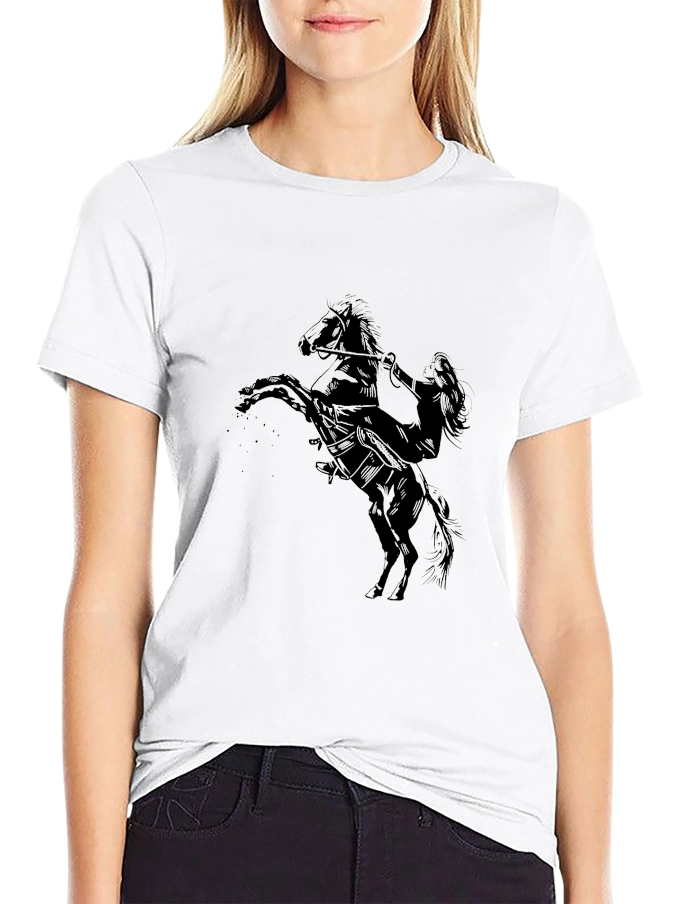 Black Black Tee with Equestrian Graphic view 9
