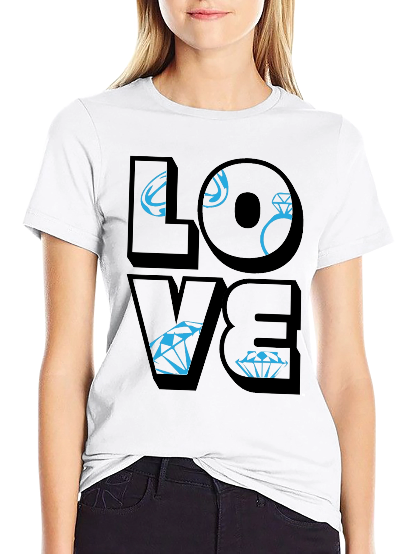Black Love Diamond Graphic Tee - Stylish Unisex T-Shirt view 9