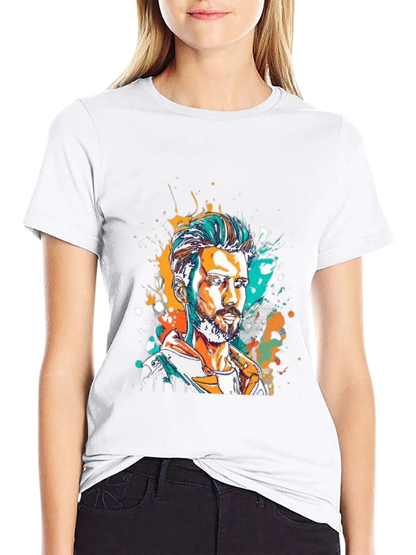 Black Artistic Man Portrait Graphic Tee view 9