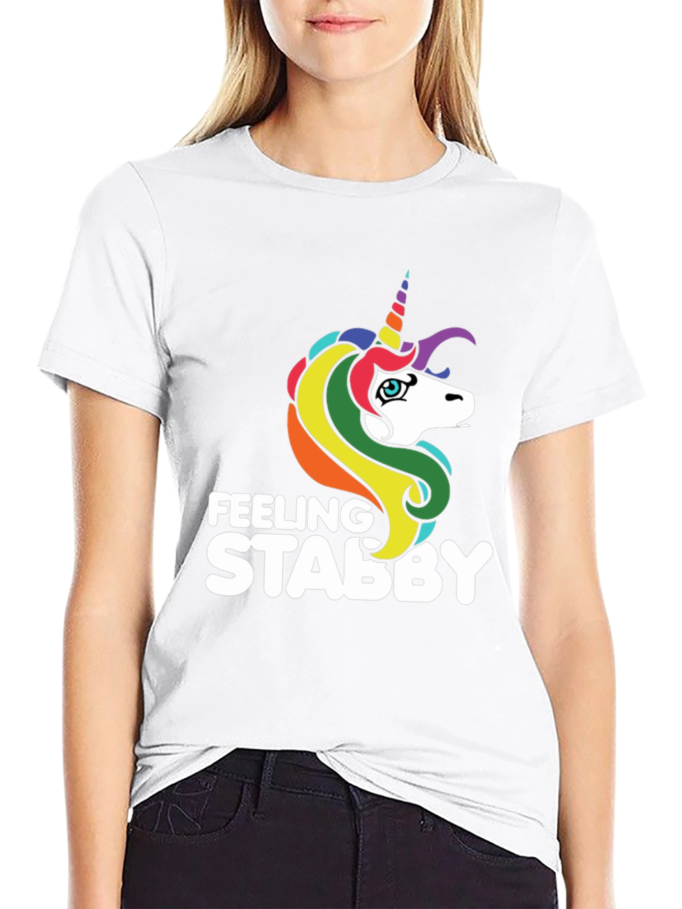 Black Feeling Stabby Unicorn Black T-Shirt view 9