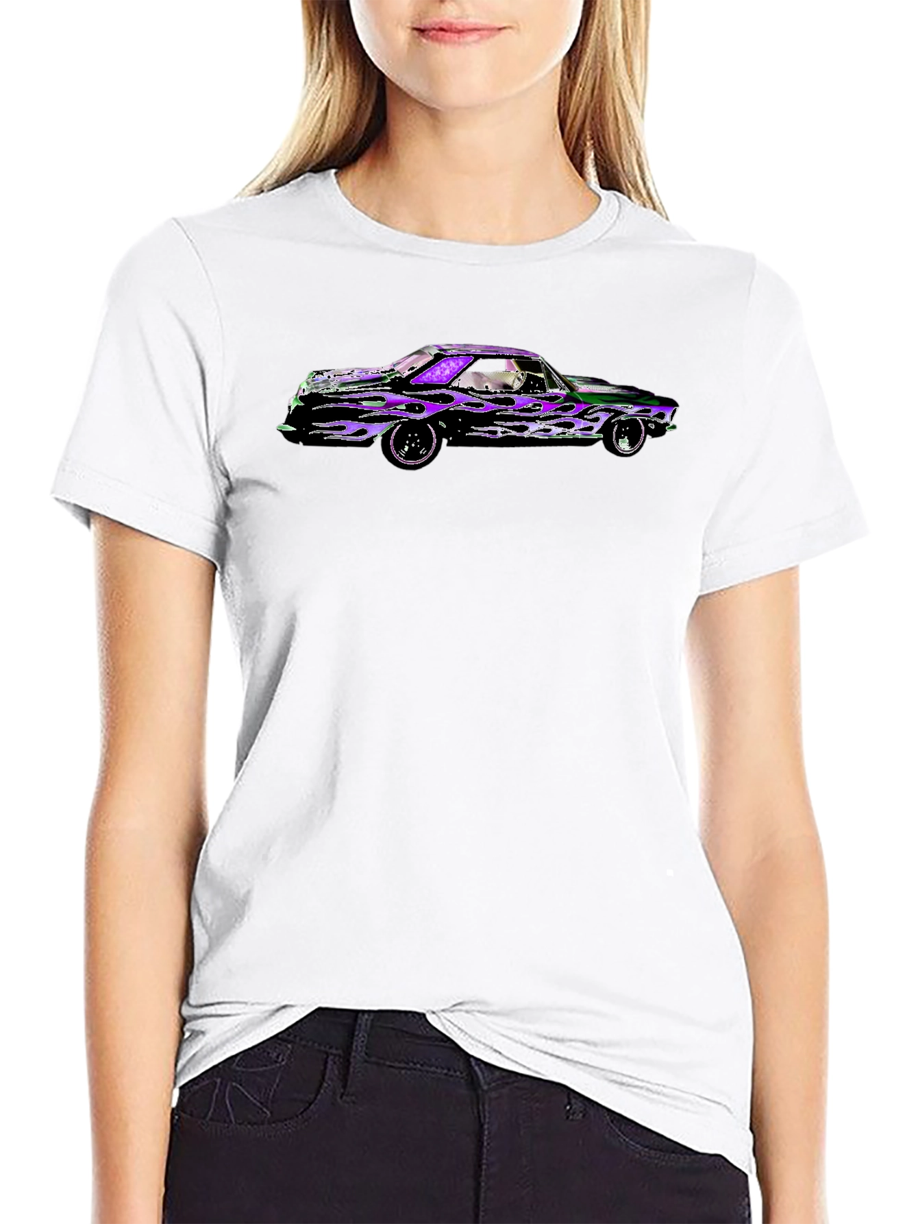Black Flame Car Graphic Black T-Shirt view 9