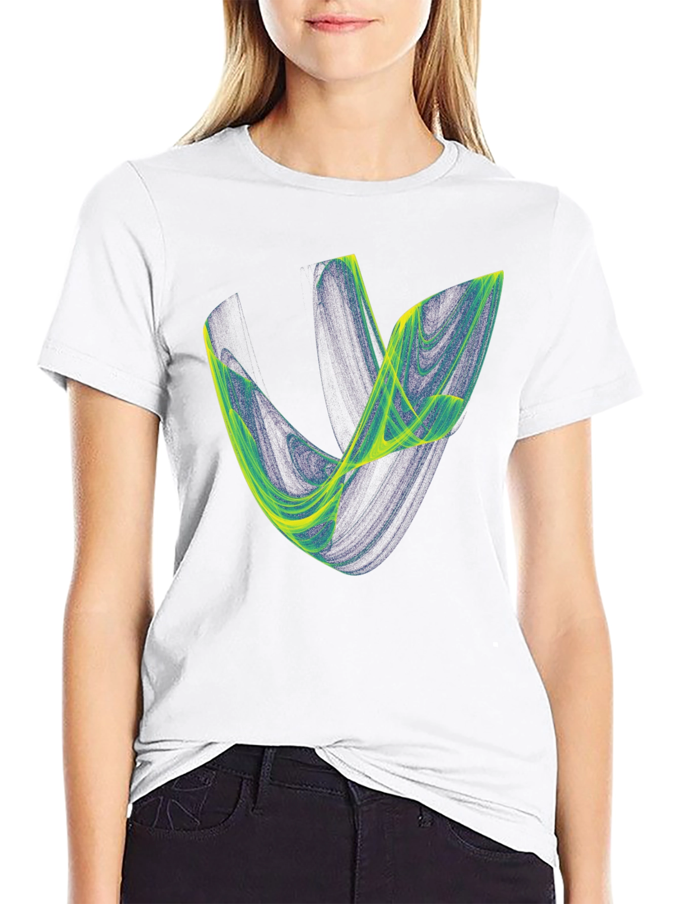 Black Abstract Graphic Tee - Black Cotton Blend view 9