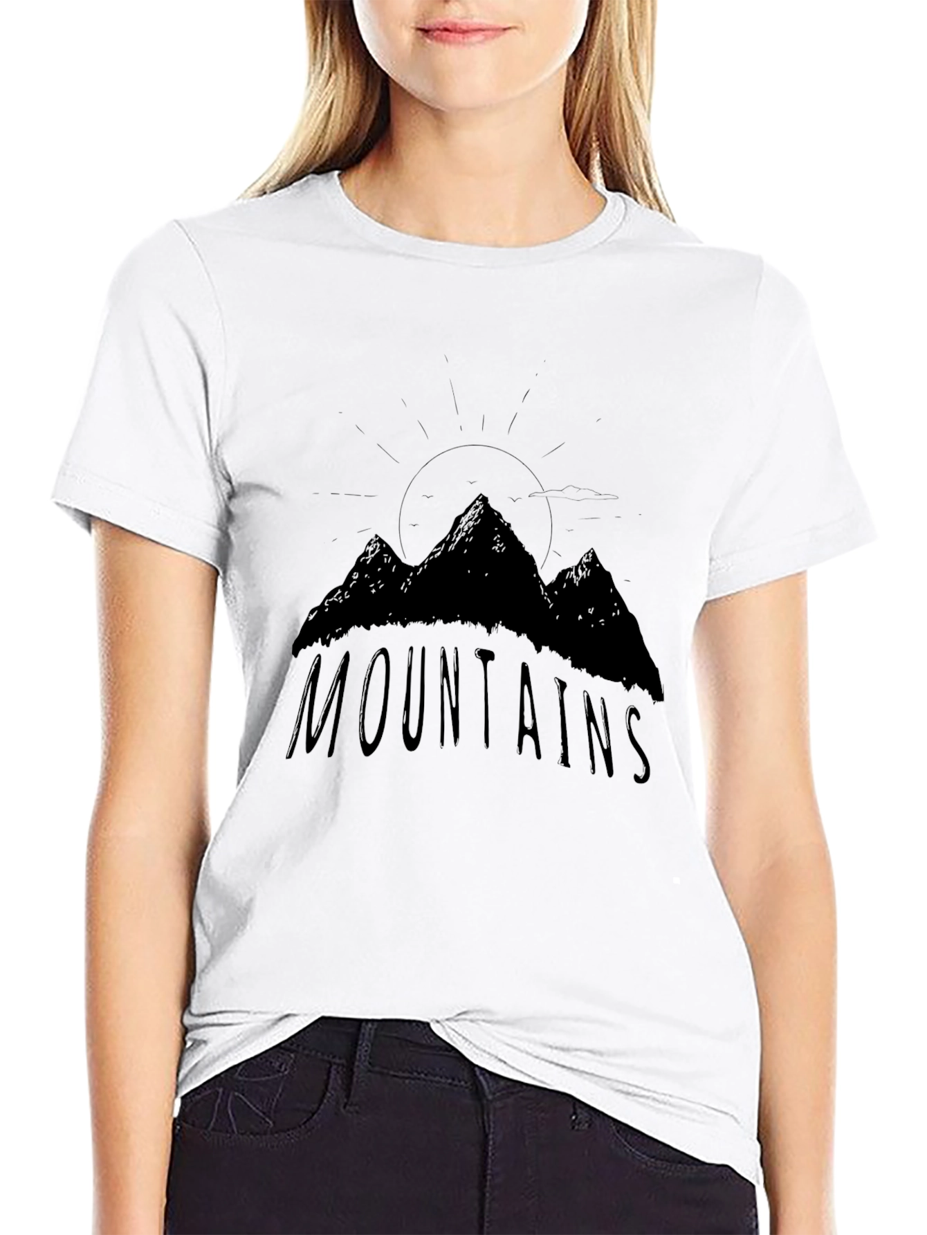 Black Mountains Graphic Print Black T-Shirt view 9